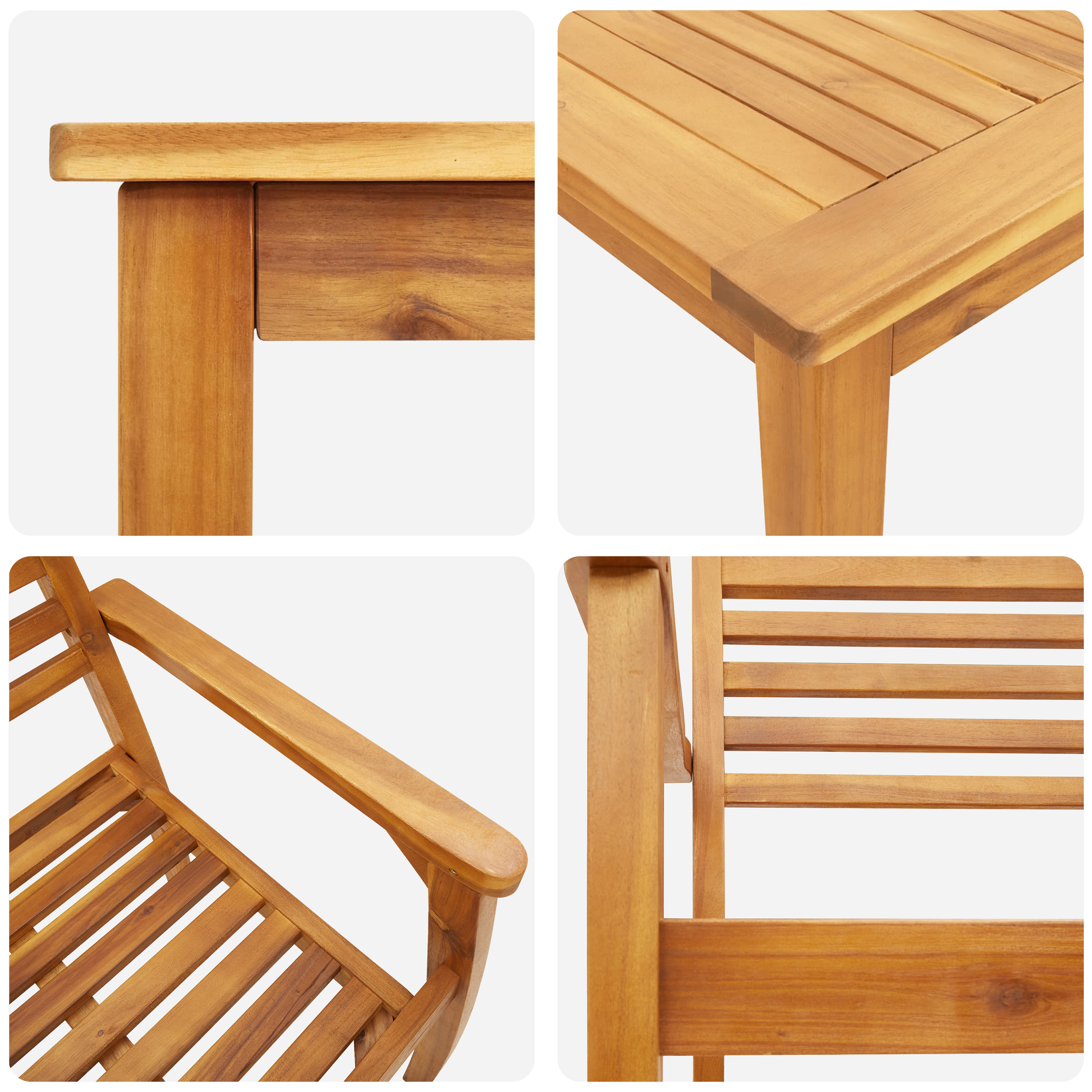 7 Piece Garden Dining Set - Solid Acacia Wood - Image 10