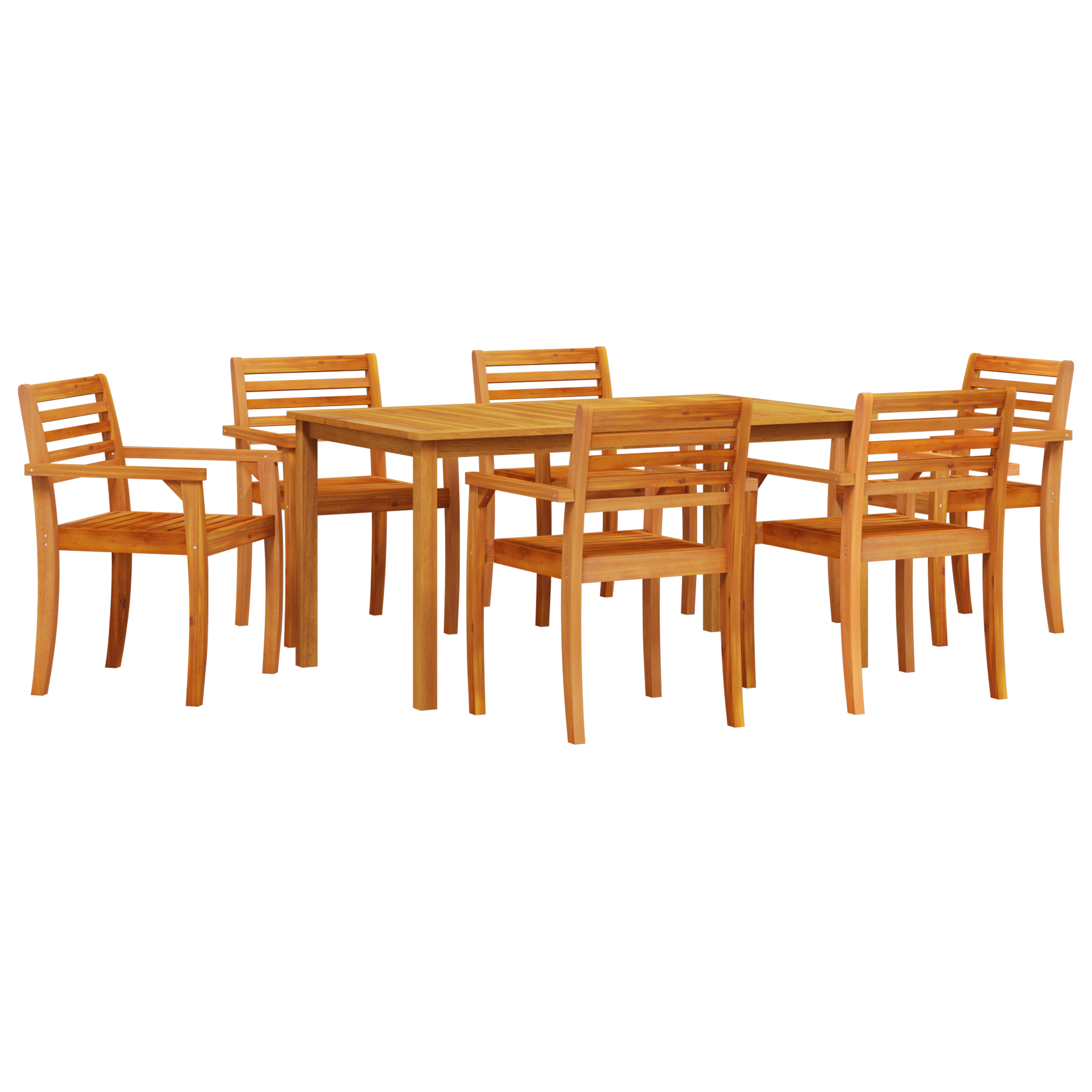 7 Piece Garden Dining Set - Solid Acacia Wood - Image 2