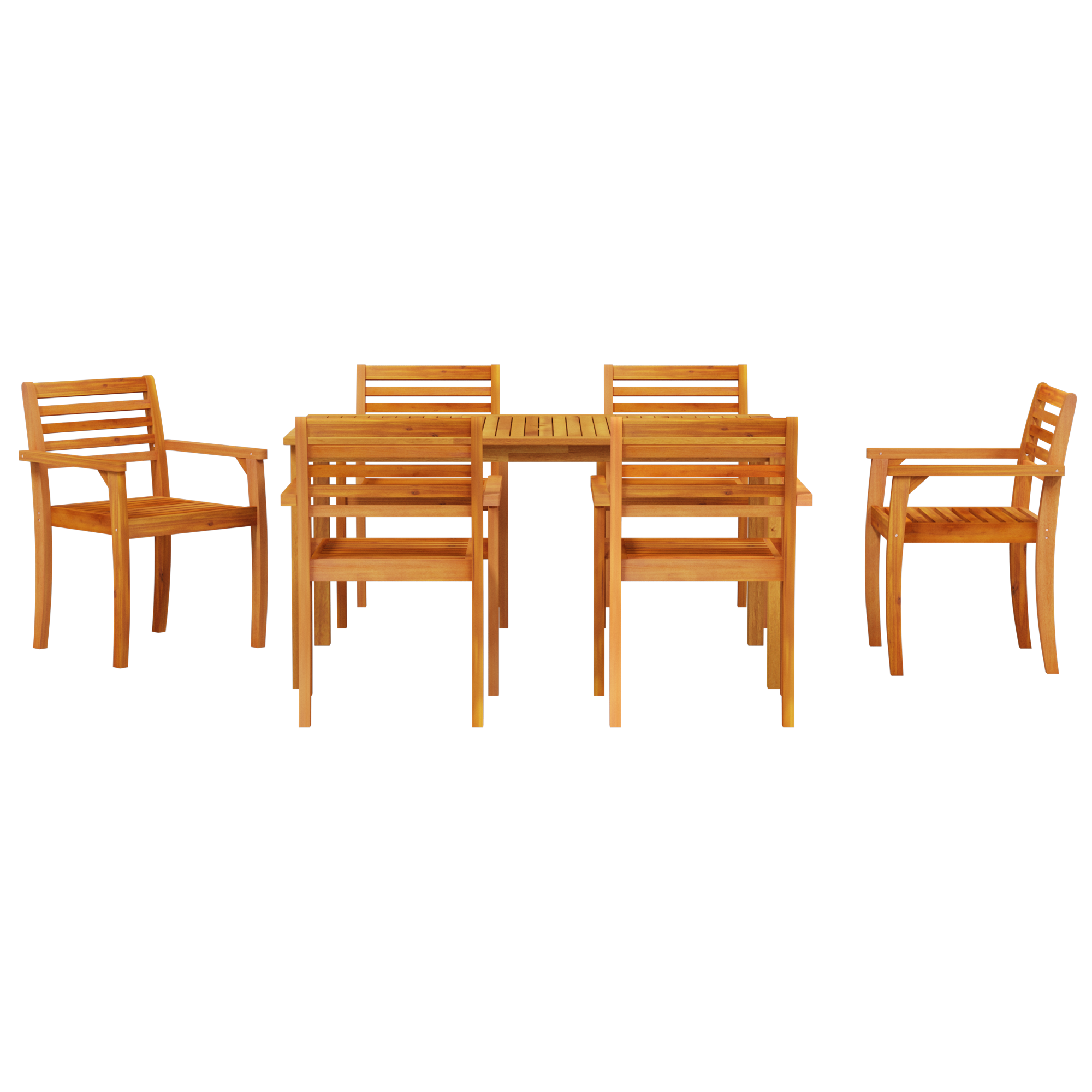 7 Piece Garden Dining Set - Solid Acacia Wood - Image 7