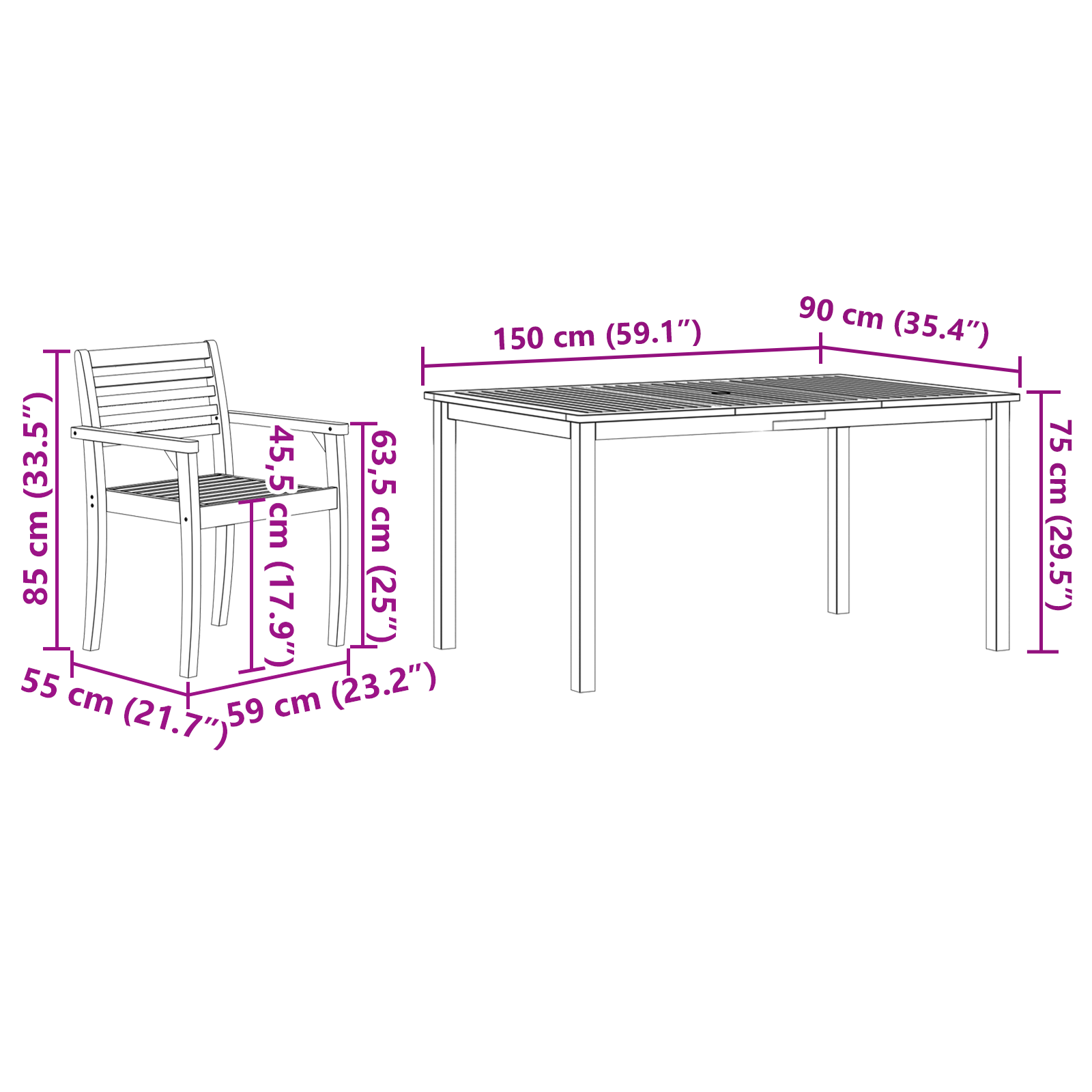 7 Piece Garden Dining Set - Solid Acacia Wood - Image 11