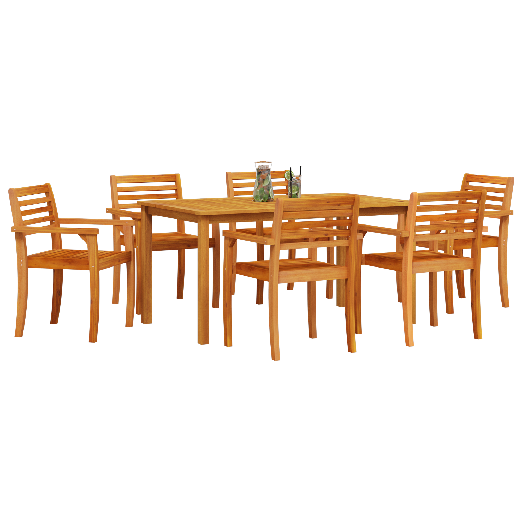 7 Piece Garden Dining Set - Solid Acacia Wood - Image 3