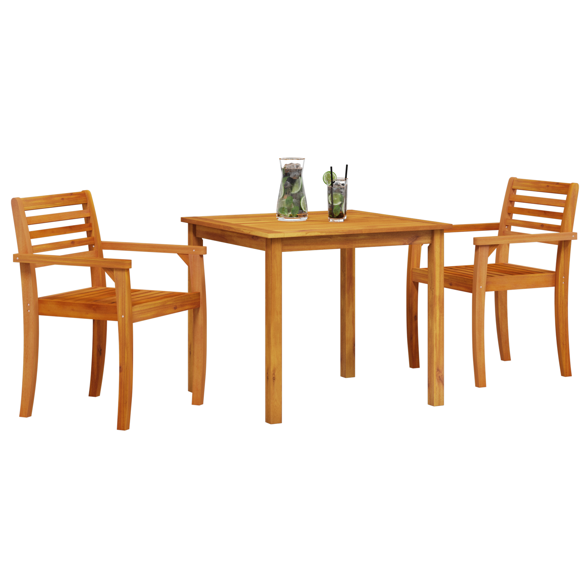 3-Piece Acacia Wood Garden Dining Set - Image 3