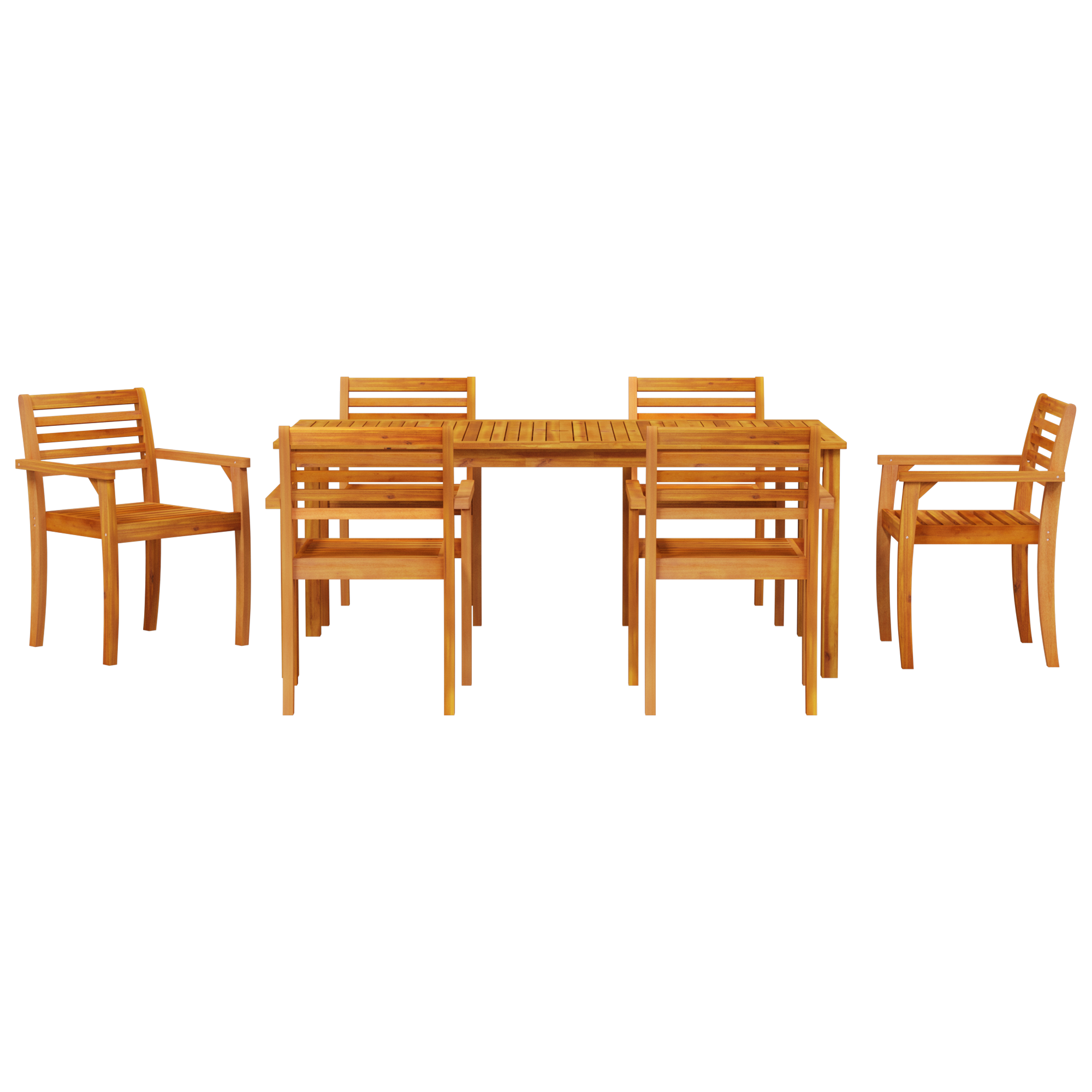 7-частен комплект маса за хранене от акациево дърво - Image 7