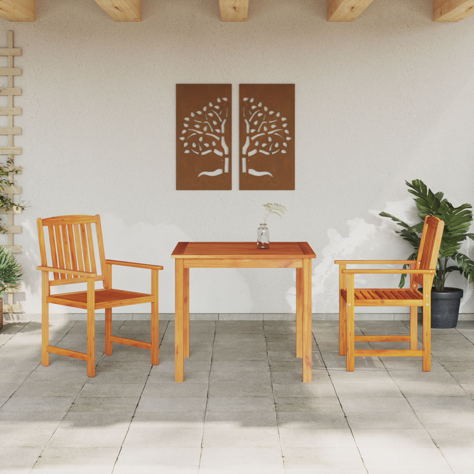 3-delige Tuinset massief acaciahout