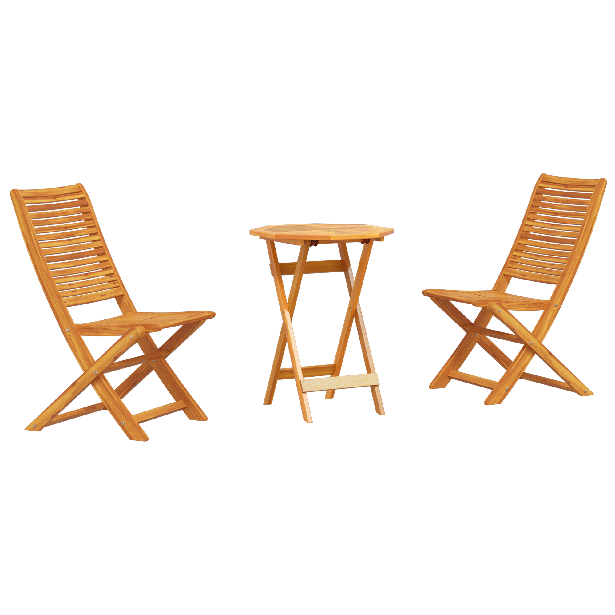 3 dalių sulankstomas bistro rinkinys iš kietos akacijos medienos - Image 2