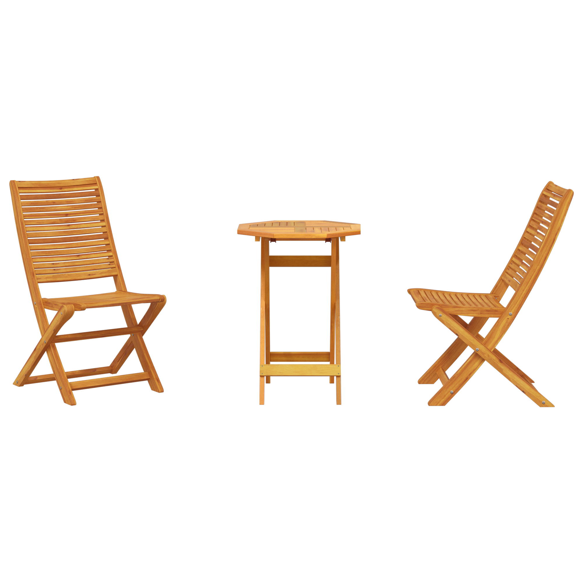 3 dalių sulankstomas bistro rinkinys iš kietos akacijos medienos - Image 7