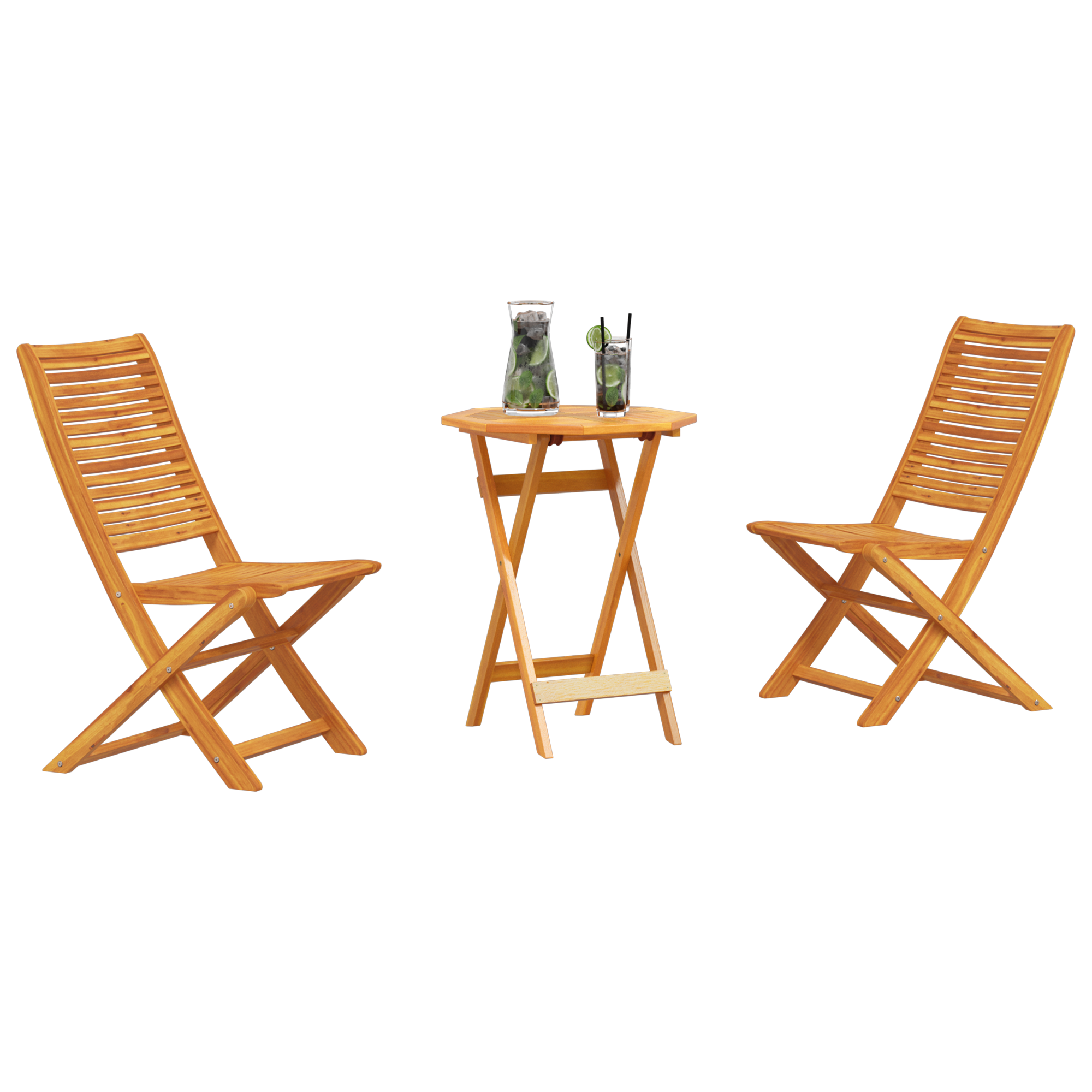 3 dalių sulankstomas bistro rinkinys iš kietos akacijos medienos - Image 3