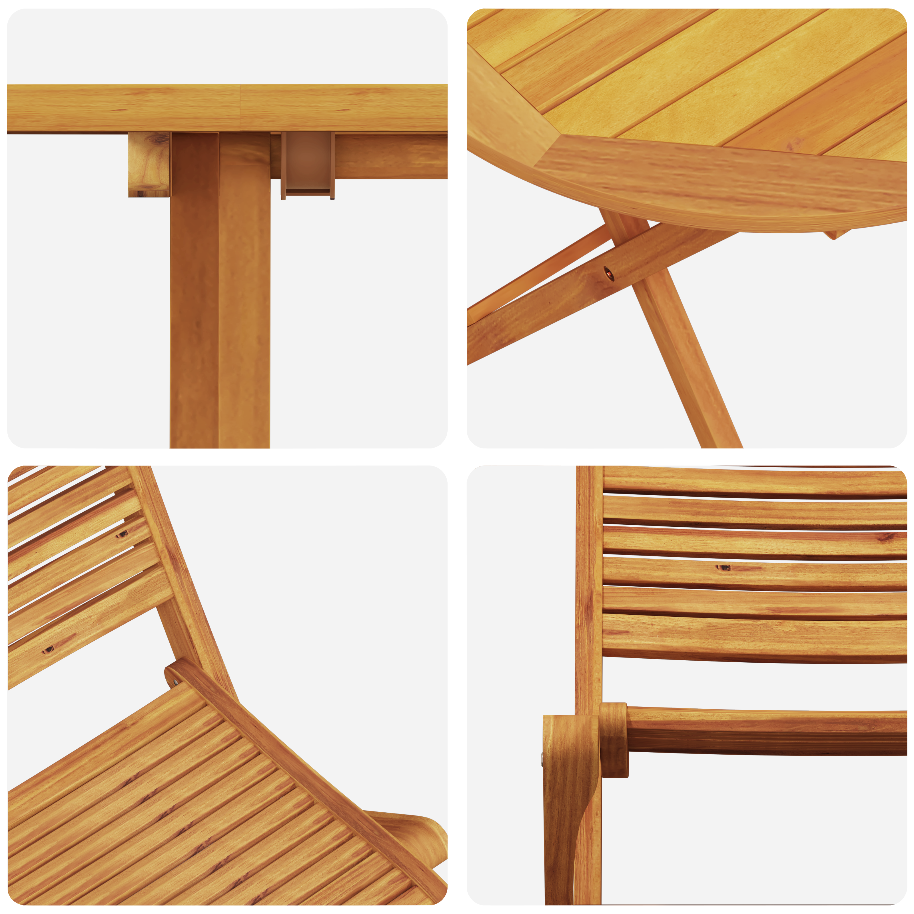 3-Piece Folding Bistro Set Made of Solid Acacia Wood - Image 11