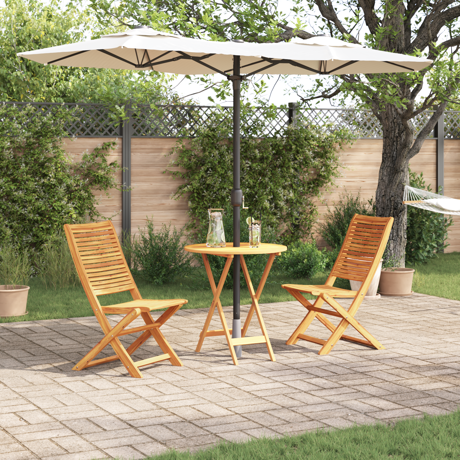 3-Piece Folding Bistro Set Made of Solid Acacia Wood