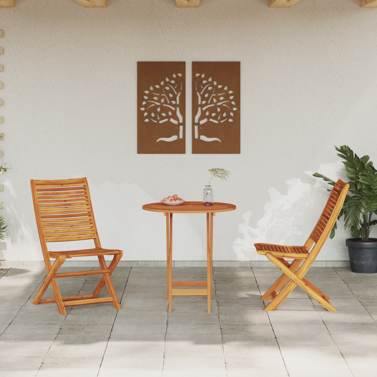 3-Piece Folding Bistro Set Made of Solid Acacia Wood - Image 4