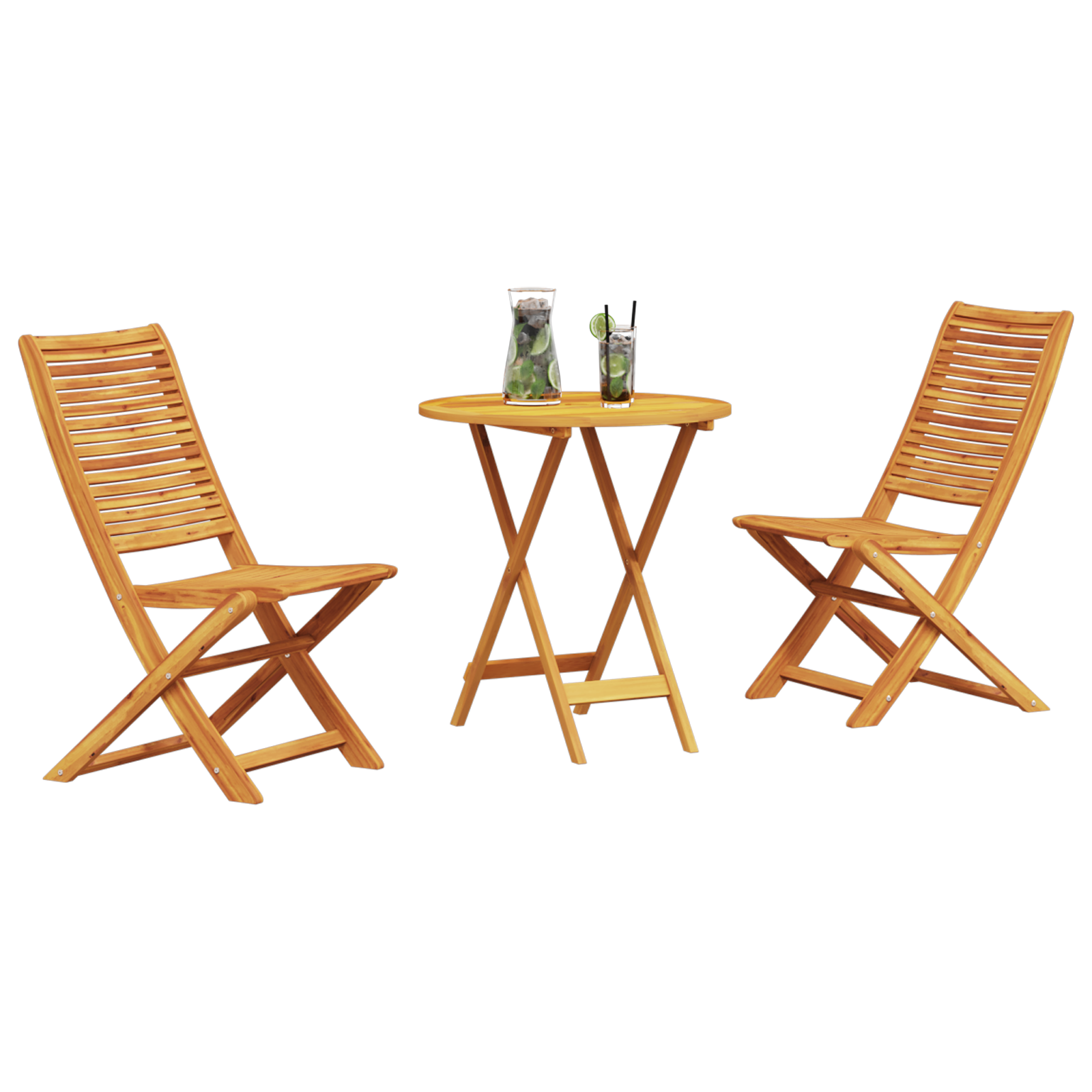 3-Piece Folding Bistro Set Made of Solid Acacia Wood - Image 3