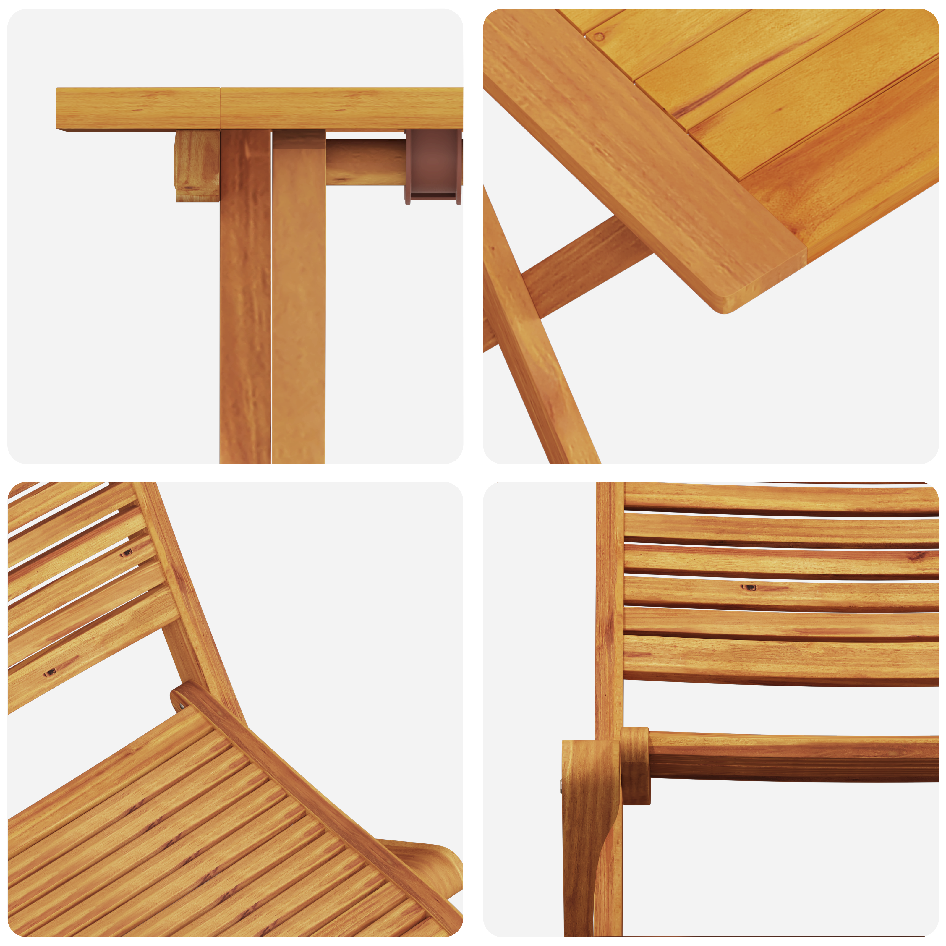 3-Piece Folding Bistro Set - Solid Acacia Wood - Image 11