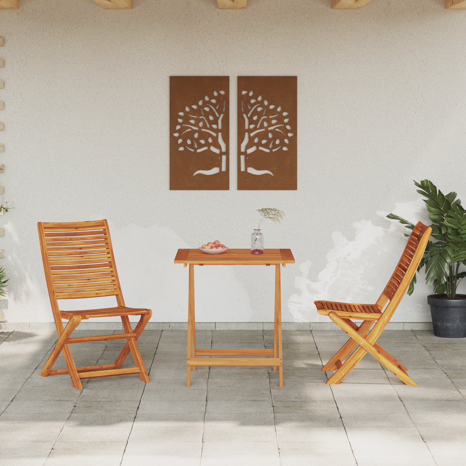3-Piece Folding Bistro Set - Solid Acacia Wood - Image 4