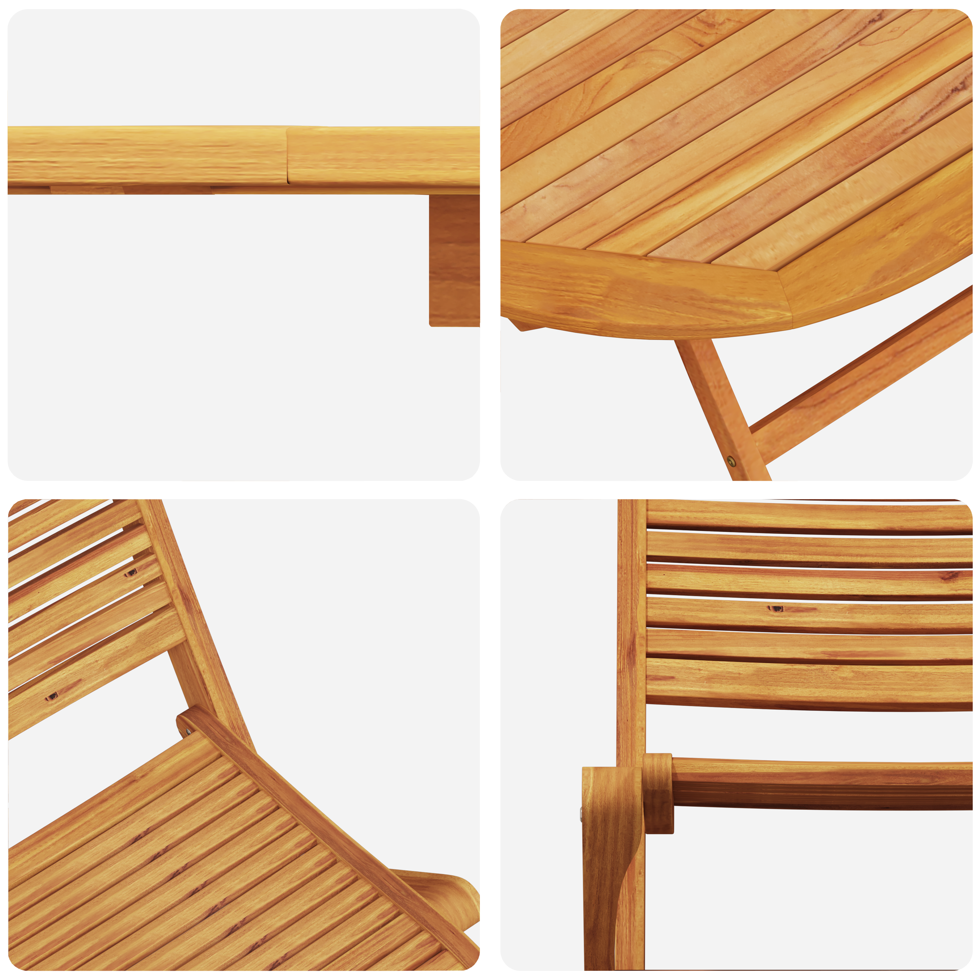 5 части комплект градинска трапезария от масивна акациева дървесина - Image 11