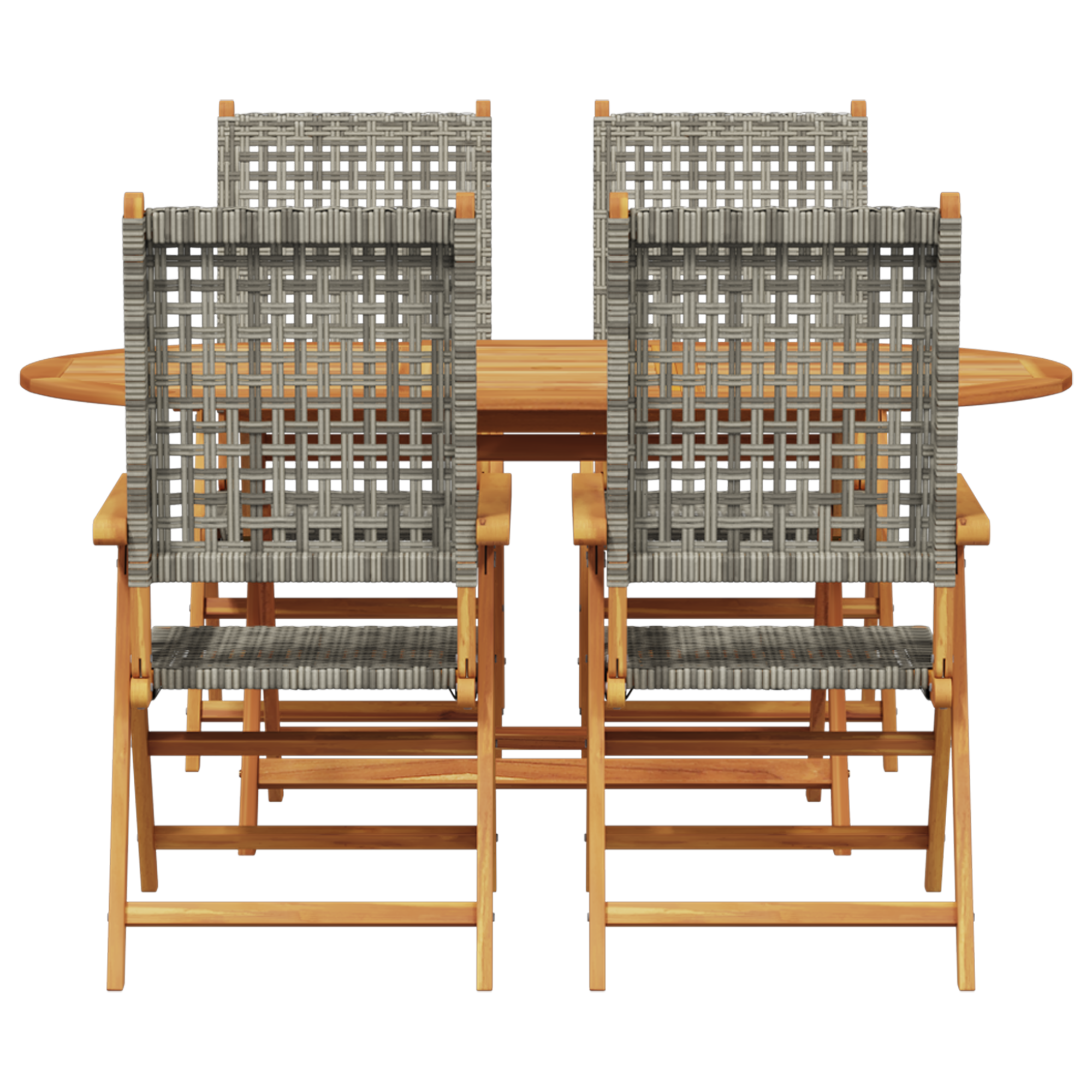 5 частен комплект градински мебели в сиво, от масивно акациево дърво и полиротан - Image 9