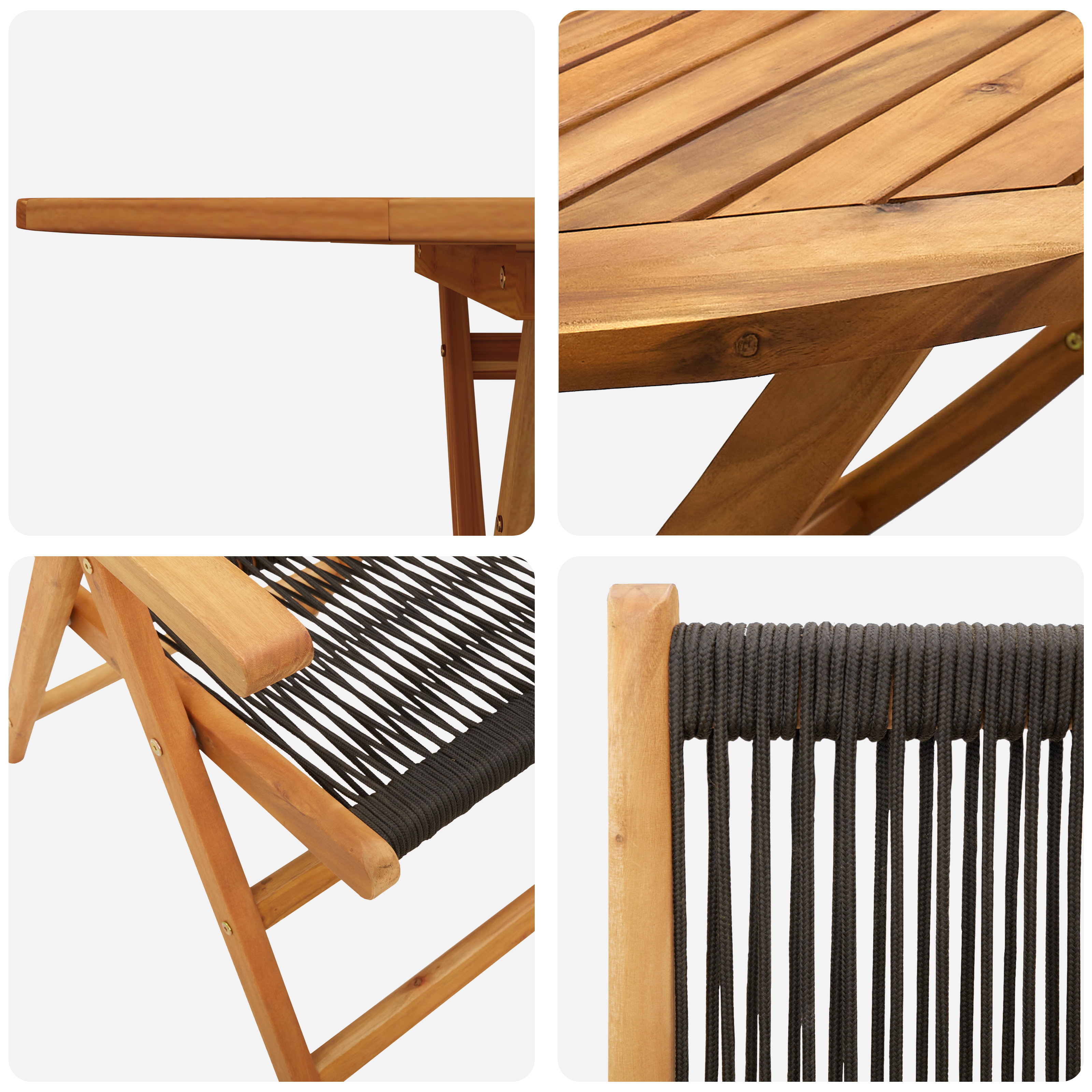 7-частен комплект за открито хранене - Черна акация с полиратан - Image 10