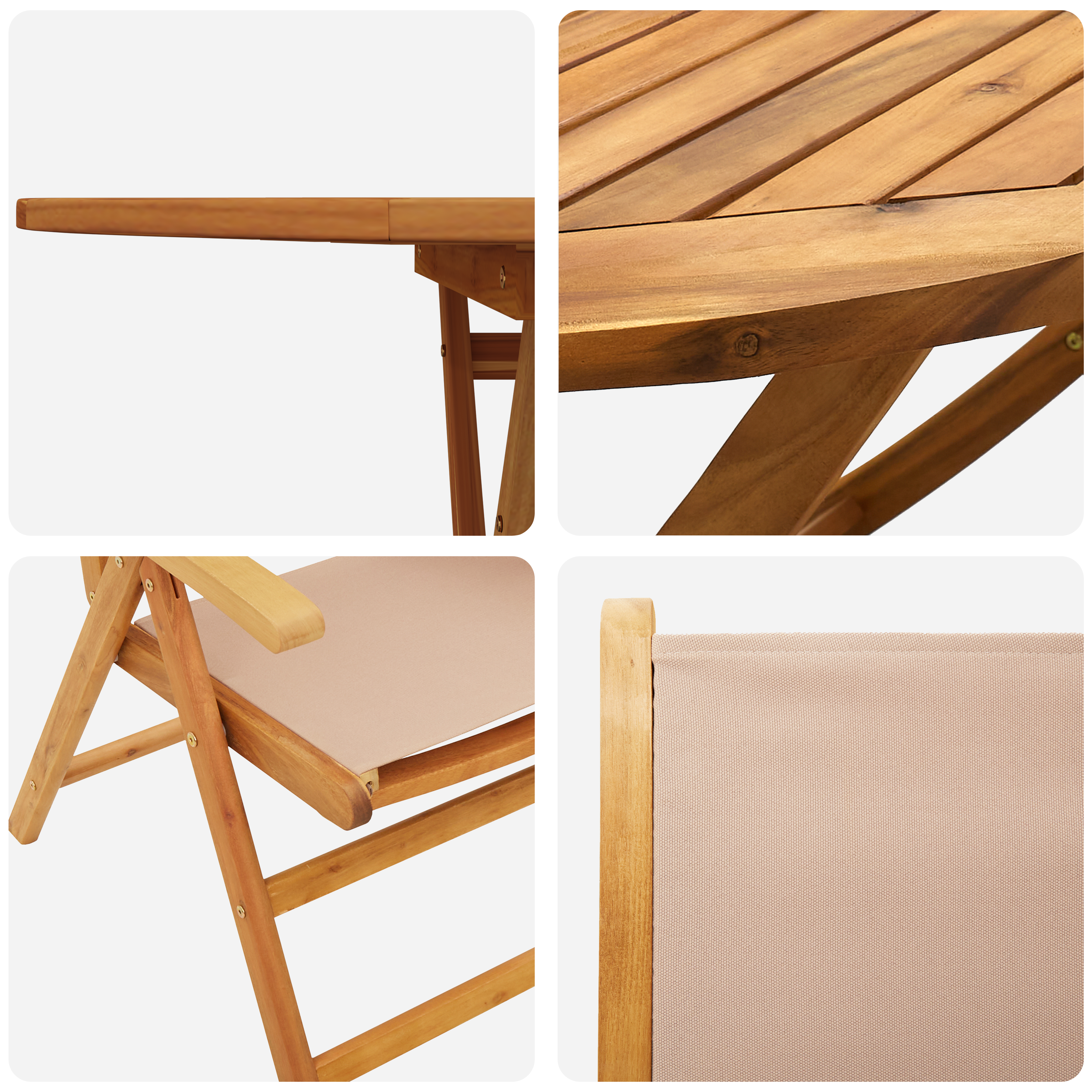 7 частен градински трапезен комплект от акциево дърво в таупе - Image 10