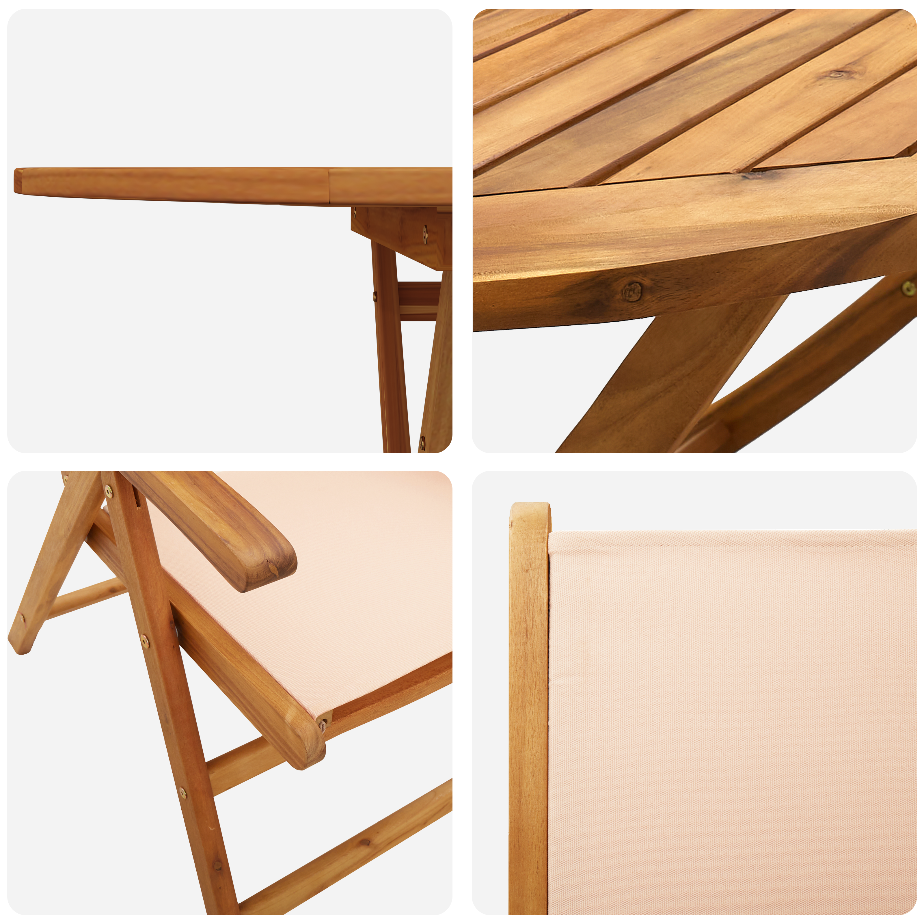 7 Часова градинска маса в светло бежово от акациево дърво - Image 10