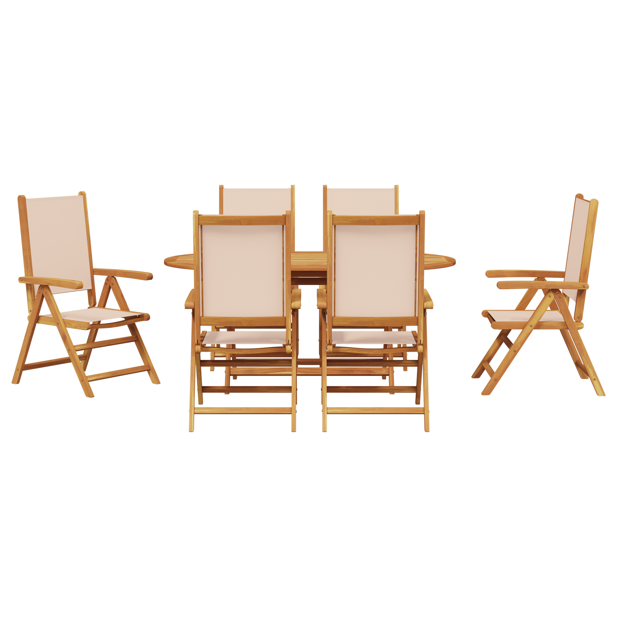 7 Часова градинска маса в светло бежово от акациево дърво - Image 9