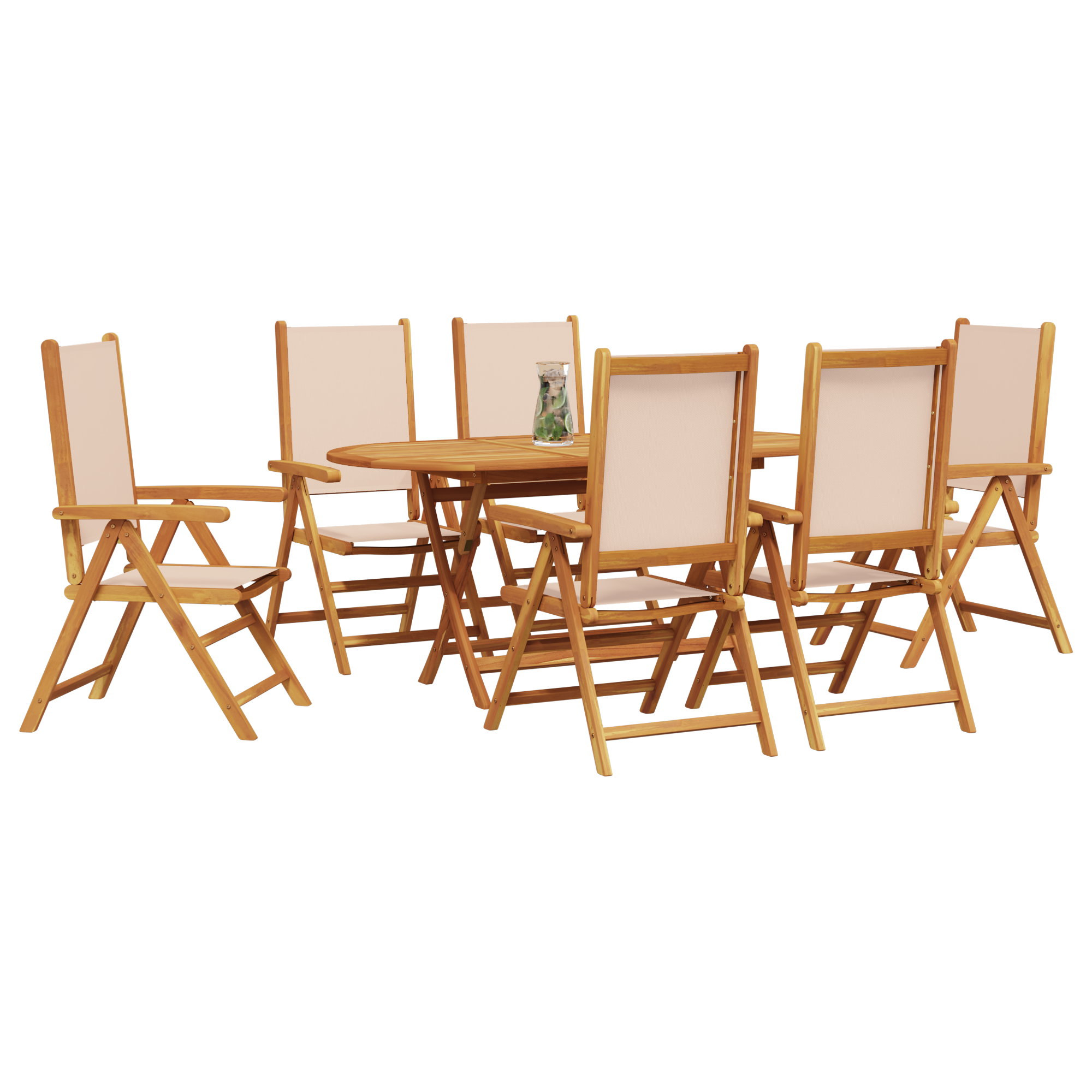 7 Часова градинска маса в светло бежово от акациево дърво - Image 3