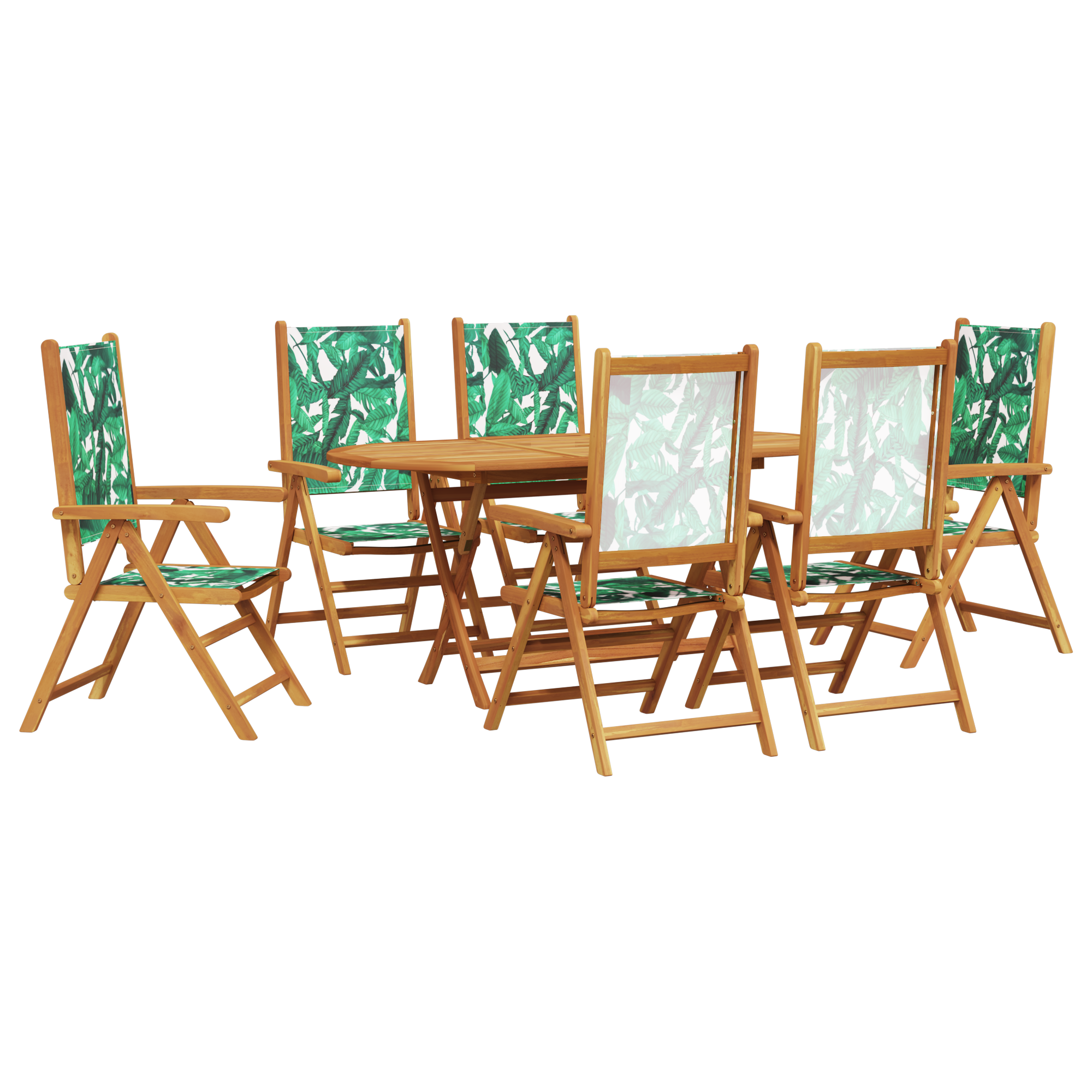 Комплект за обяд от 7 части с листен мотив от солидно акациево дърво - Image 2