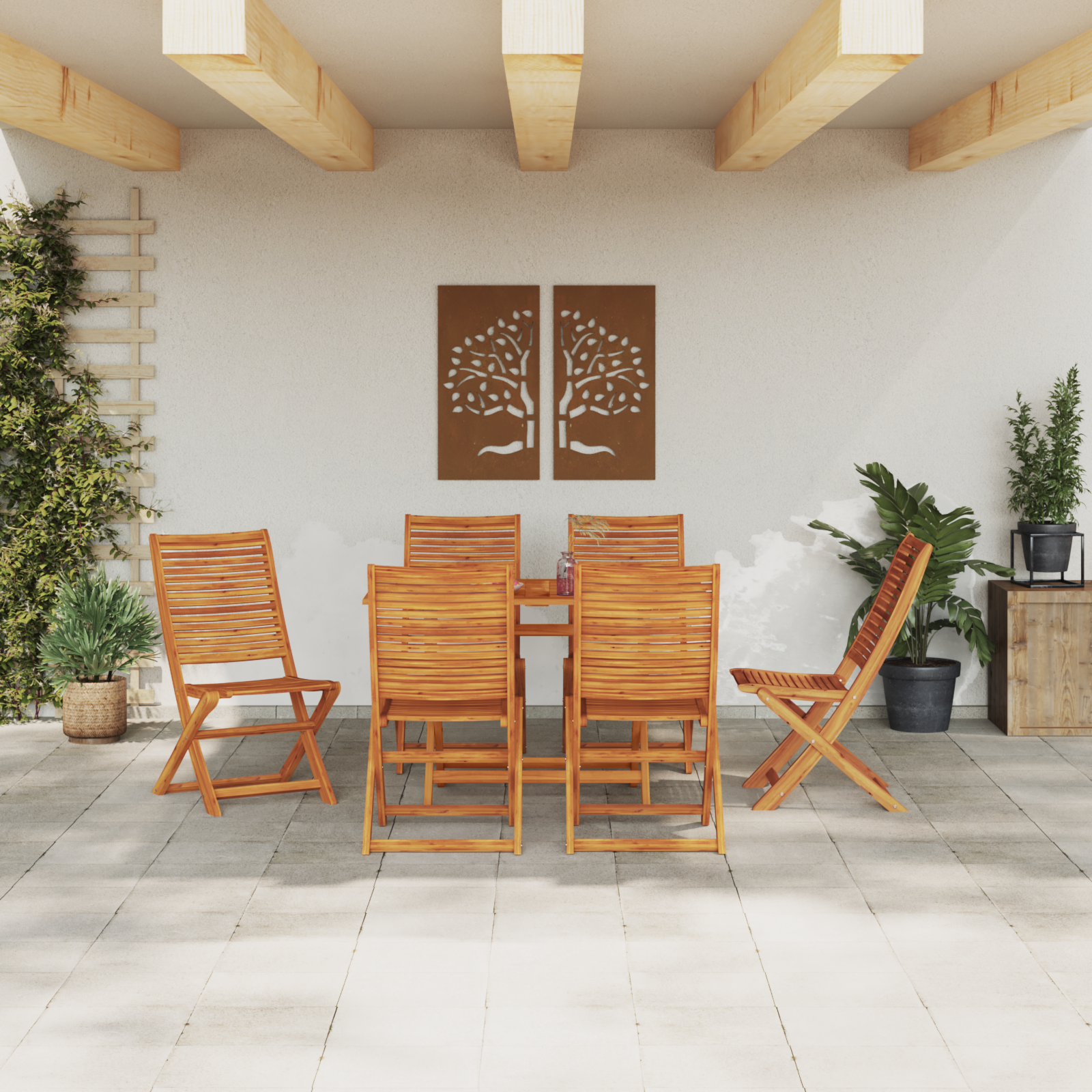 Комплект за хранене в градината от 7 части от твърдо акациево дърво - Image 4