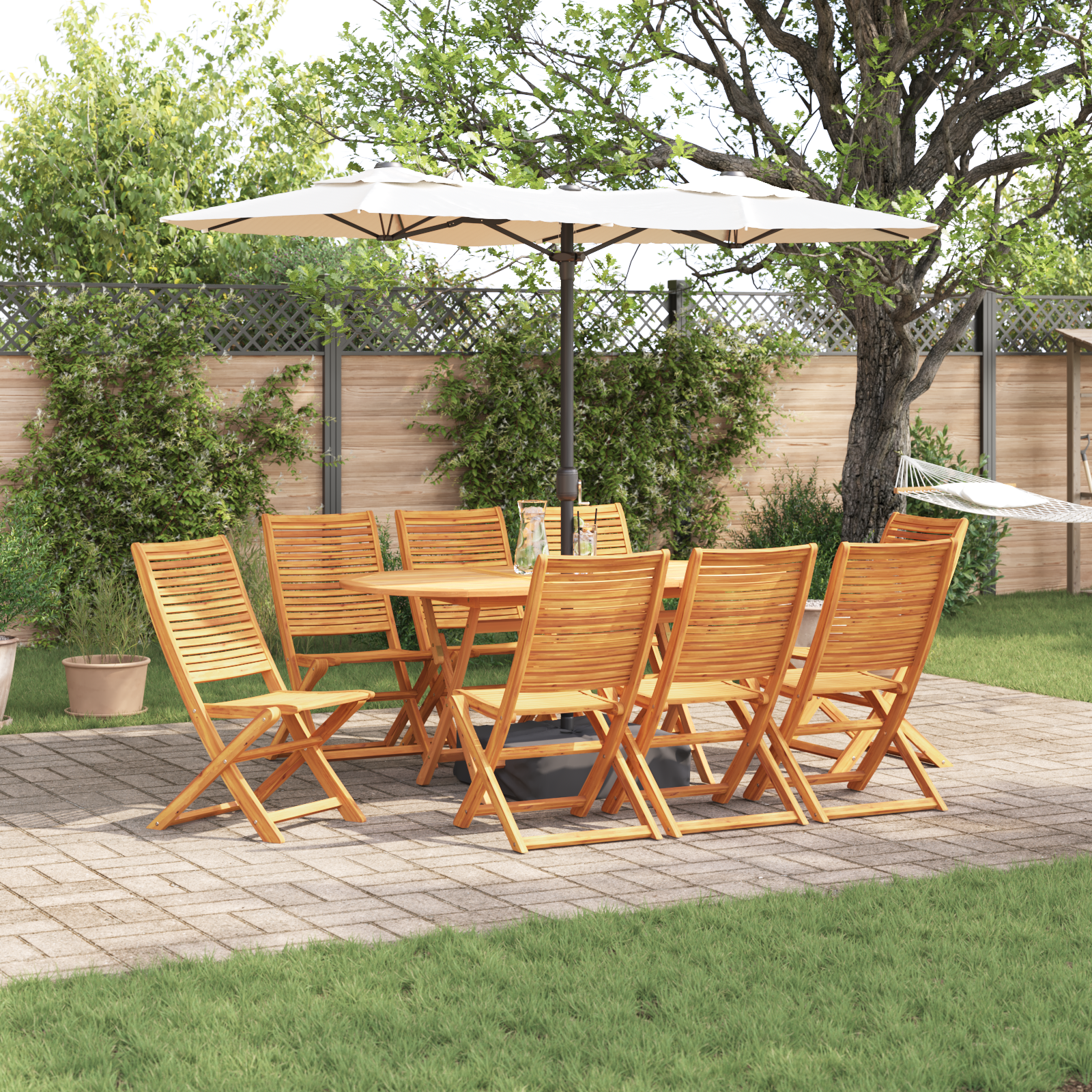 9 частен комплект за хранене от солидна акация