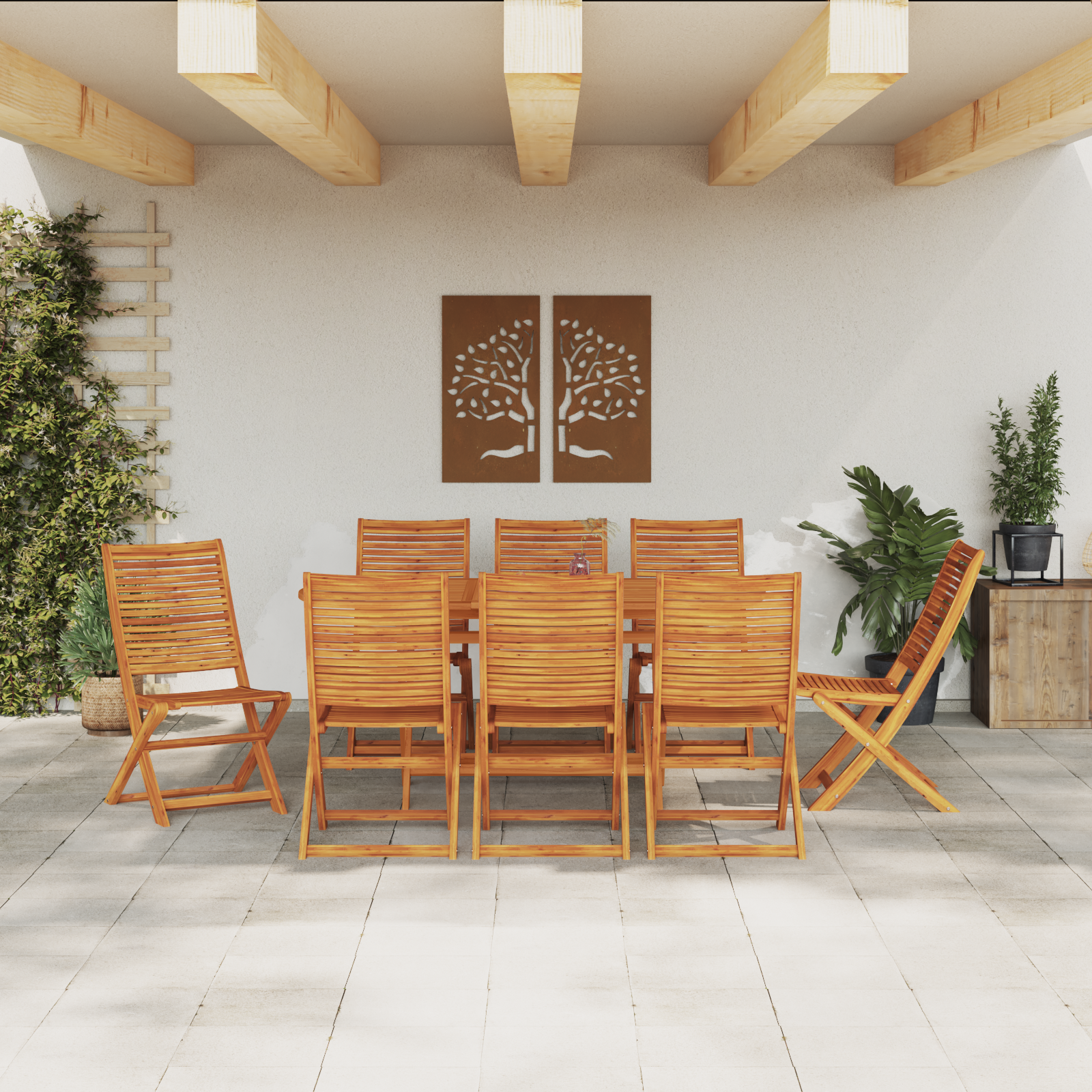 9 частен комплект за хранене от солидна акация - Image 4