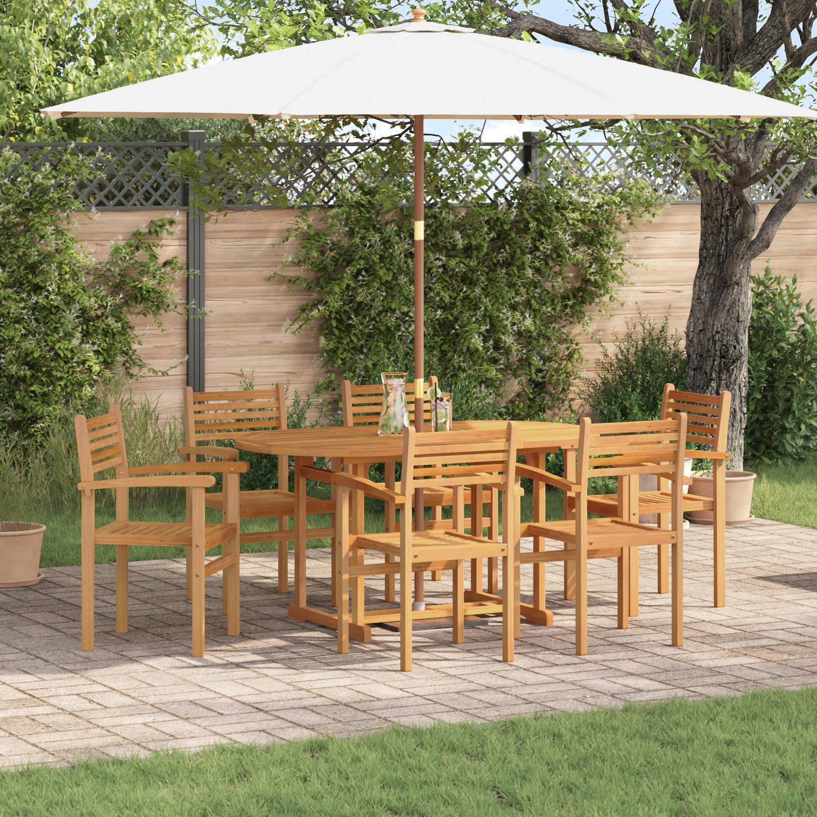 Tuin Eetset 7 pcs Bruin Massief teakhout