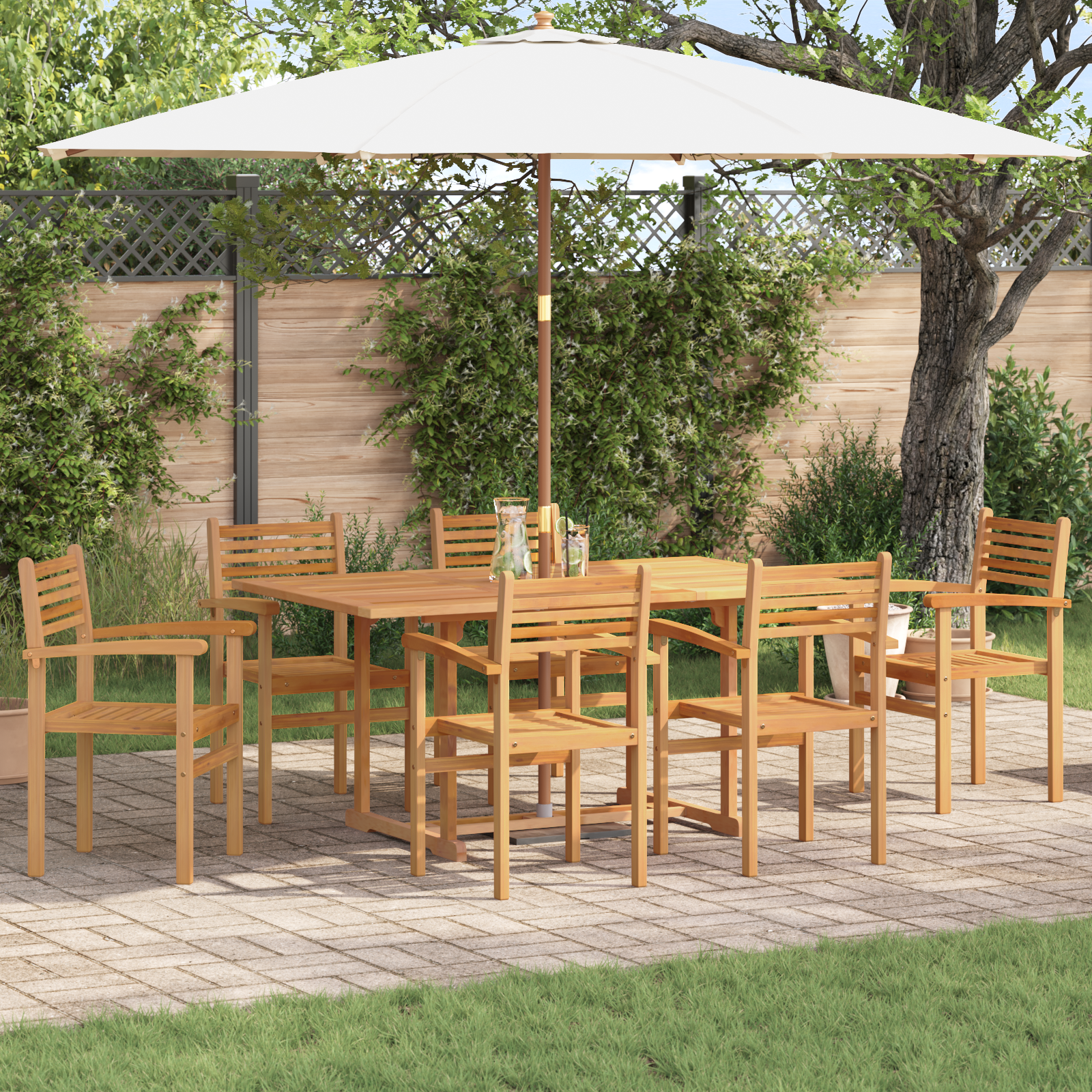 Tuin Eetset 7 pcs Bruin Massief teakhout