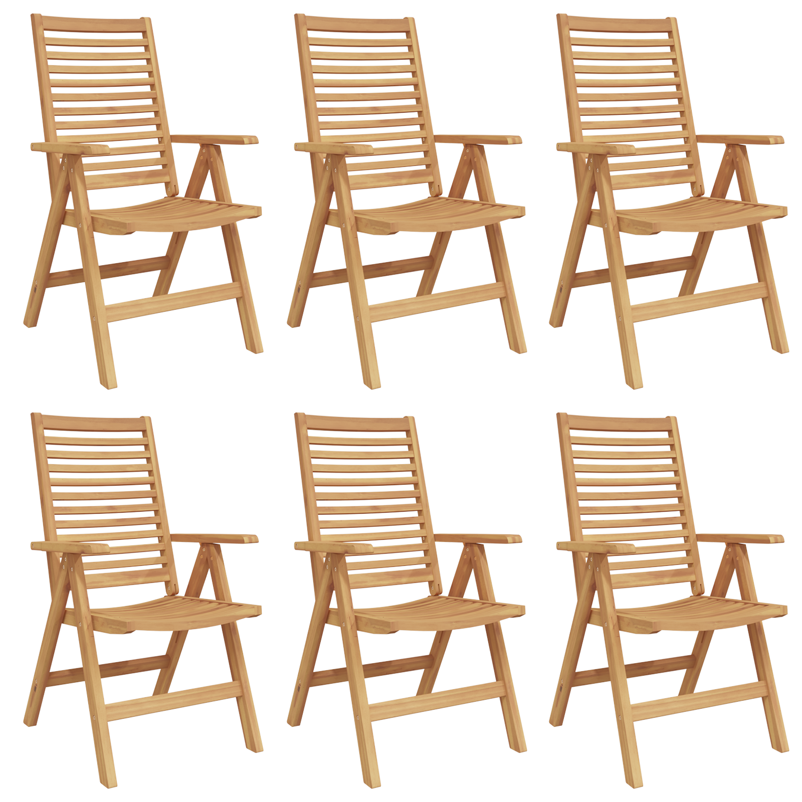 Garden Chairs Foldable 6 pcs Solid Wood Teak - Image 2