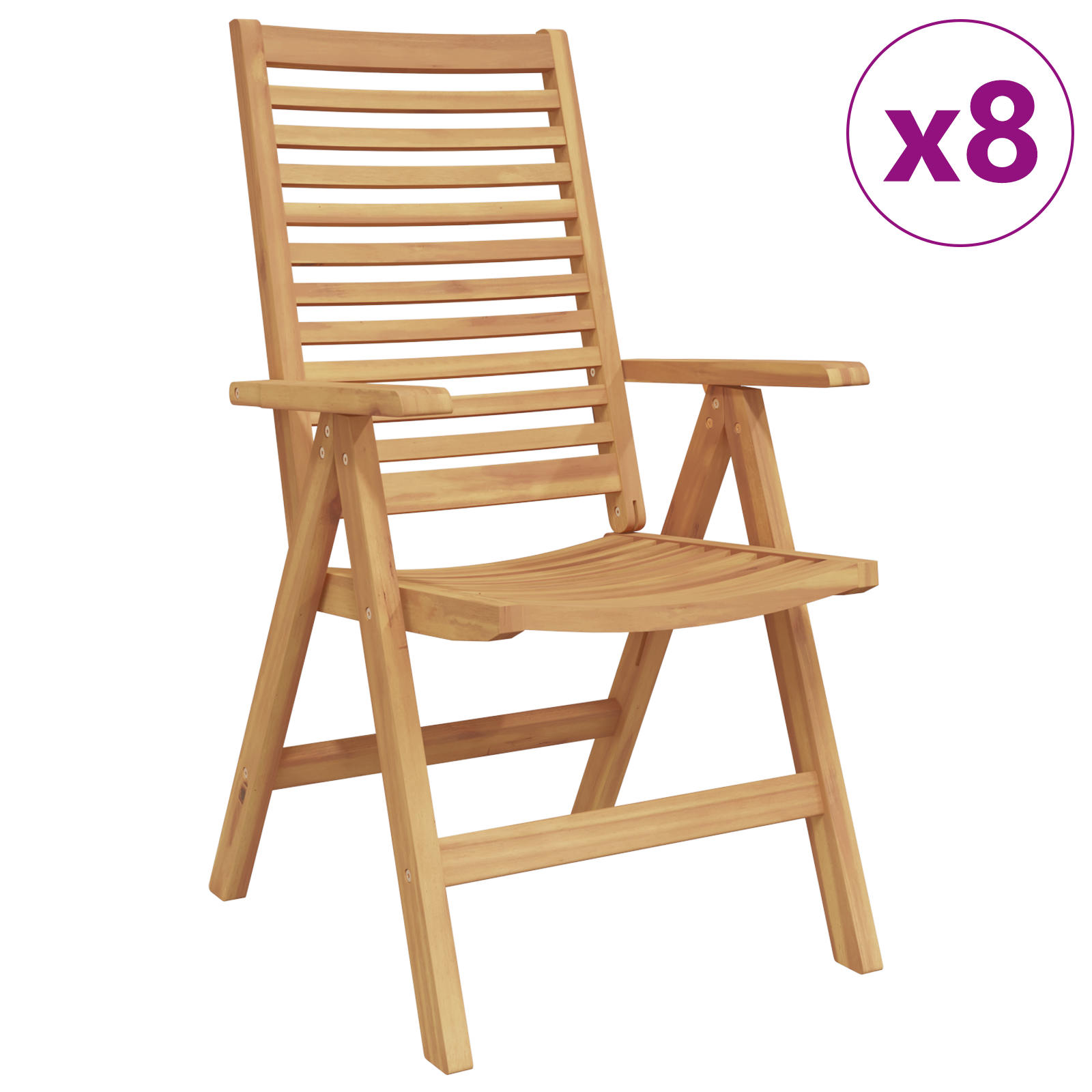 Garden Chairs Foldable 8 pcs Solid Wood Teak - Image 3