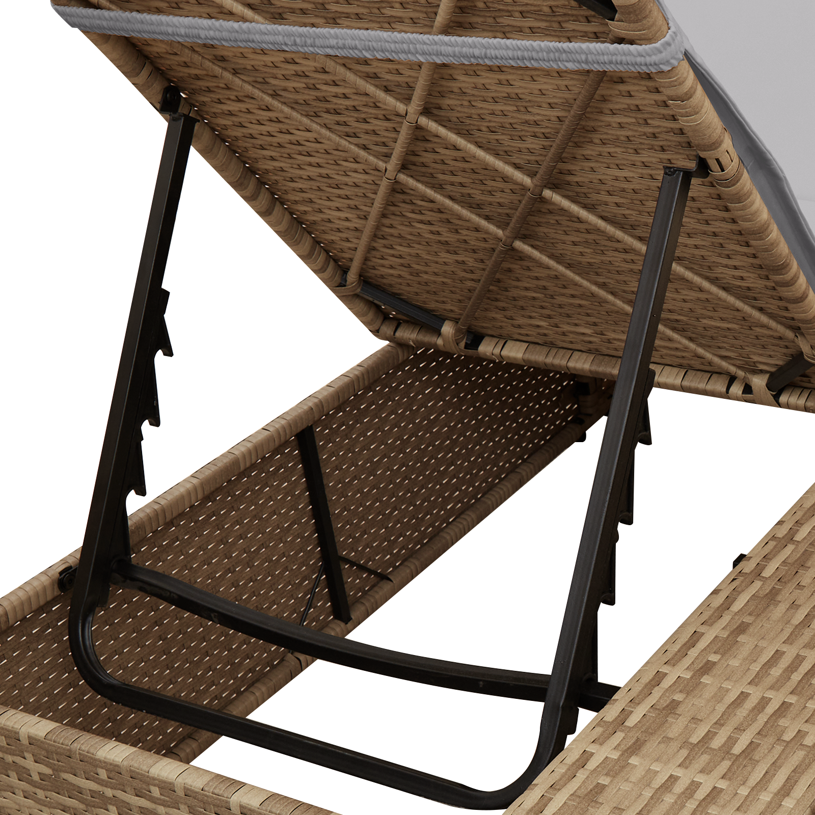 Doppel Sonnenliege mit Dach und Vorhängen Hellgrau Poly Rattan - gartenmoebel-betten - Your Garden Eden