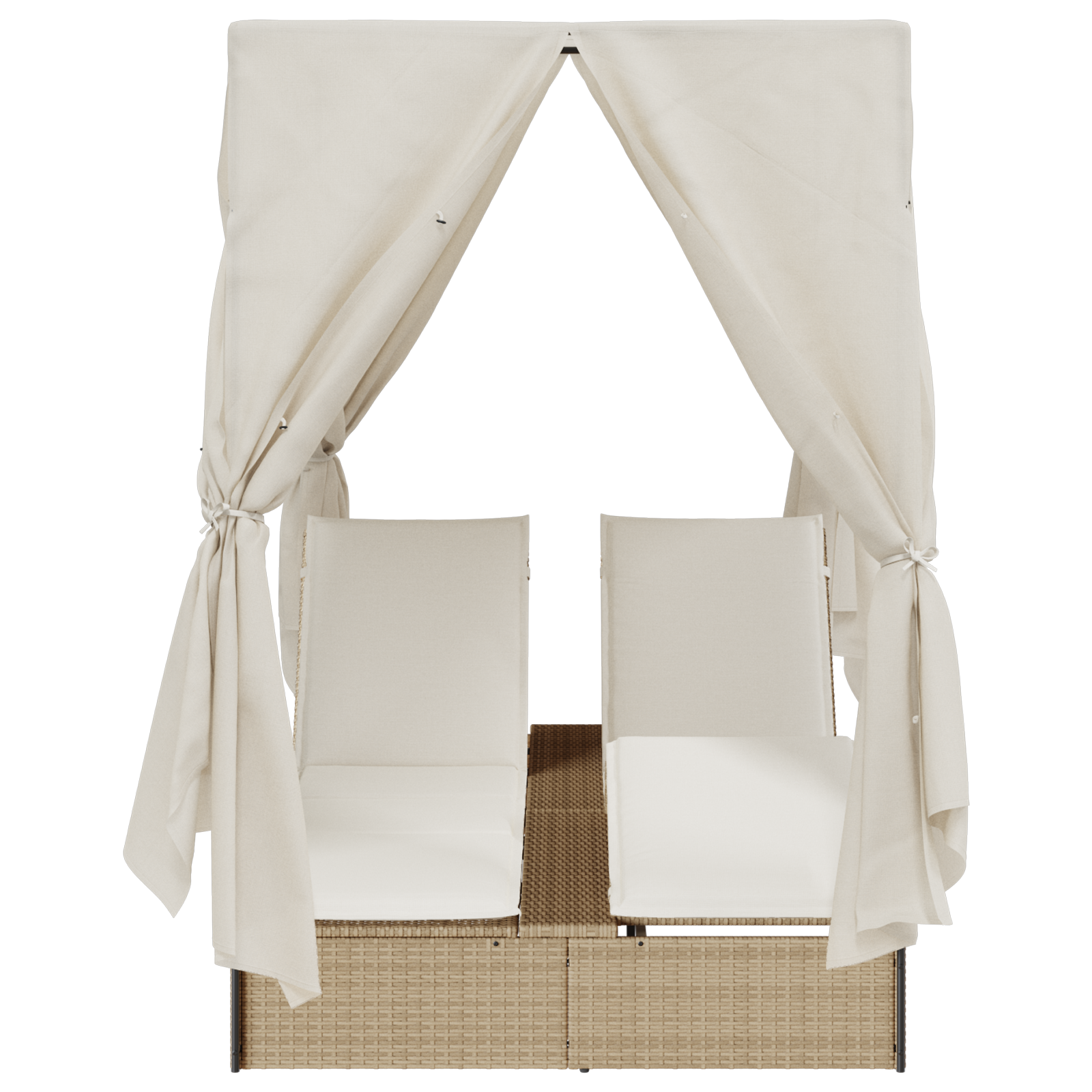 Двоен шезлонг с покрив и завеси - Бежов, Полиестер - Image 5