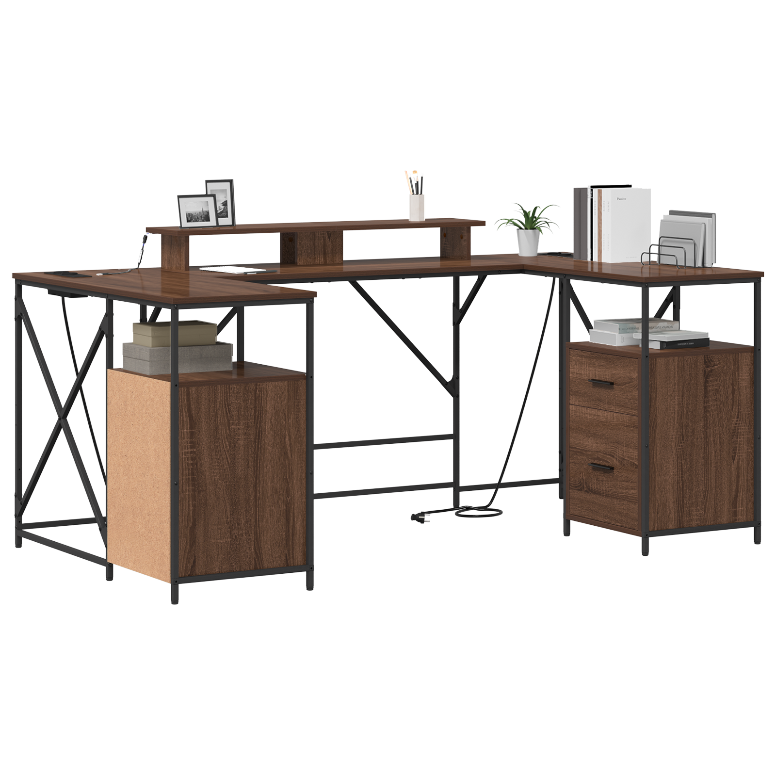 Thumbnail - vidaXL Schreibtisch Braun Eiche 182 x 101 x 87,5 cm Holzwerkstoff