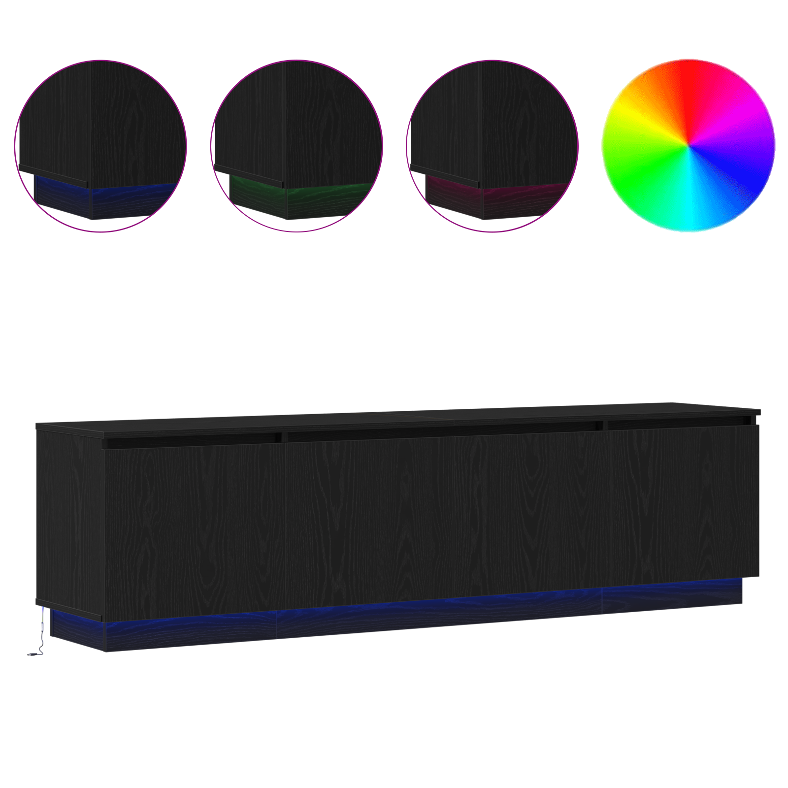 TV omarica Črna Orehovina 180 x 38 x 49 cm Konstruiran les - slika 4