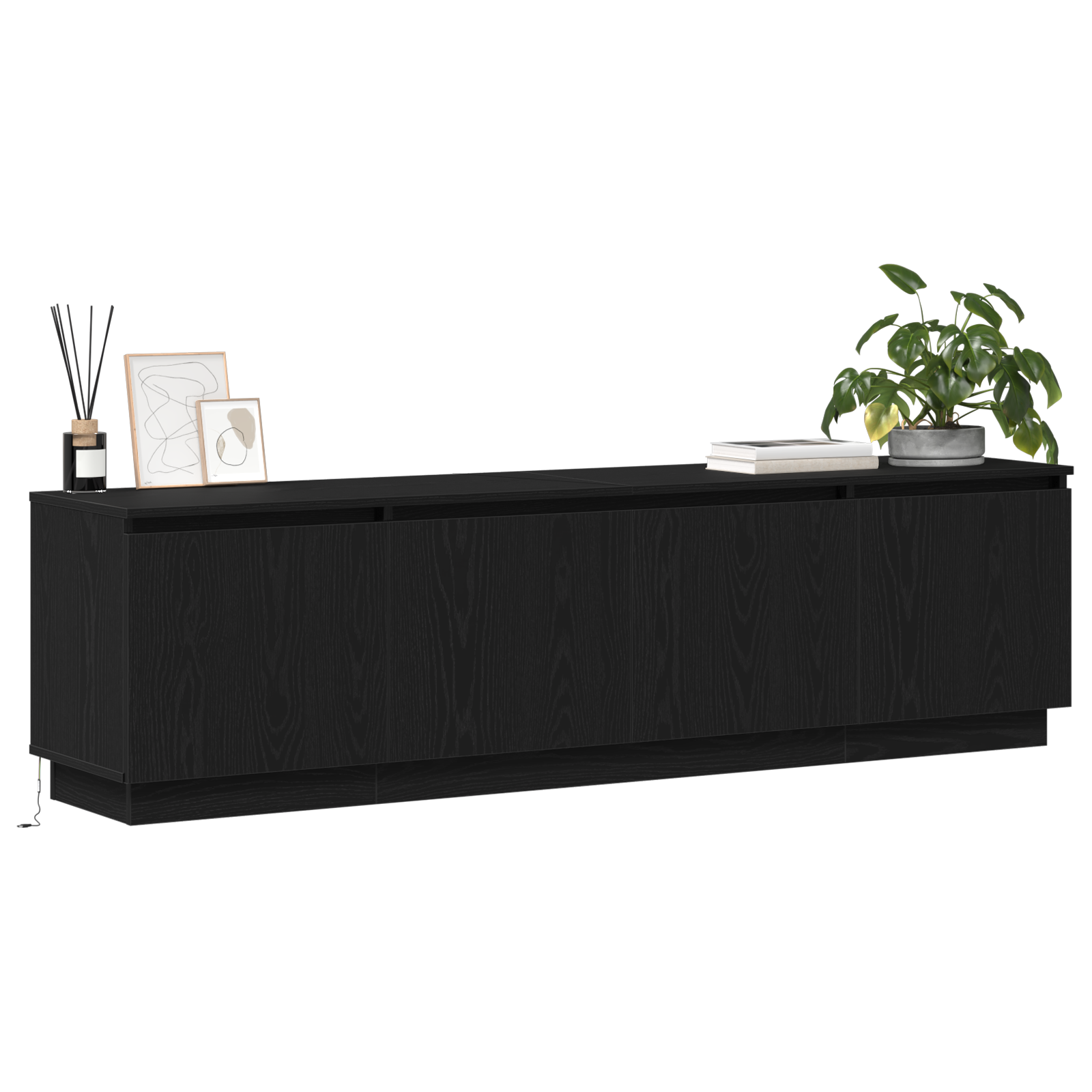 TV omarica Črna Orehovina 180 x 38 x 49 cm Konstruiran les - slika 3