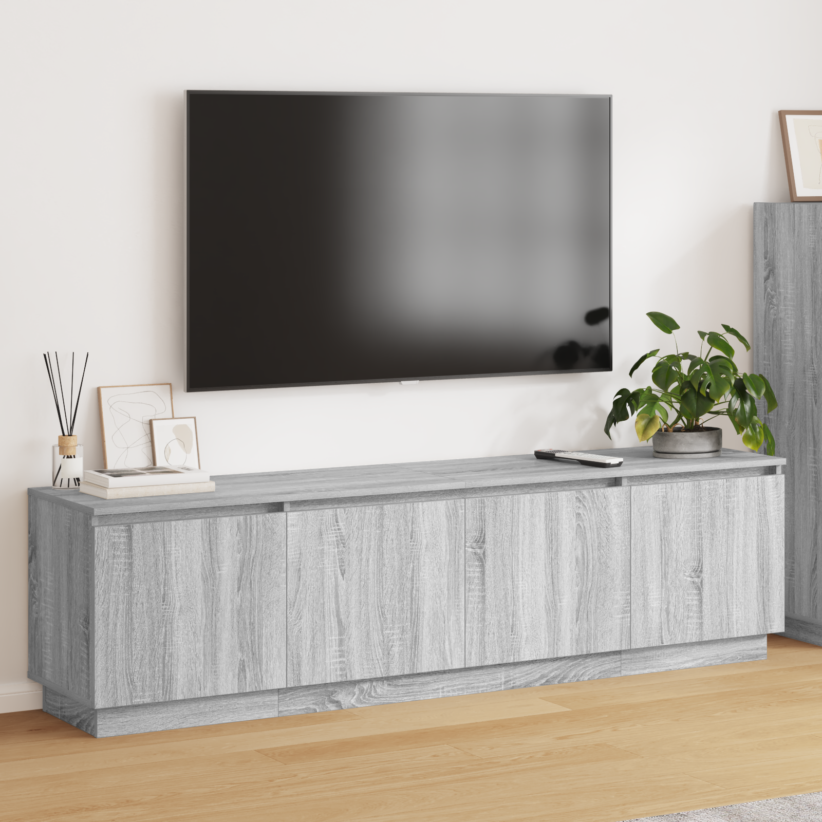 Thumbnail - vidaXL TV Schrank mit LED Grau Sonoma 180x38x49 cm Holzwerkstoff