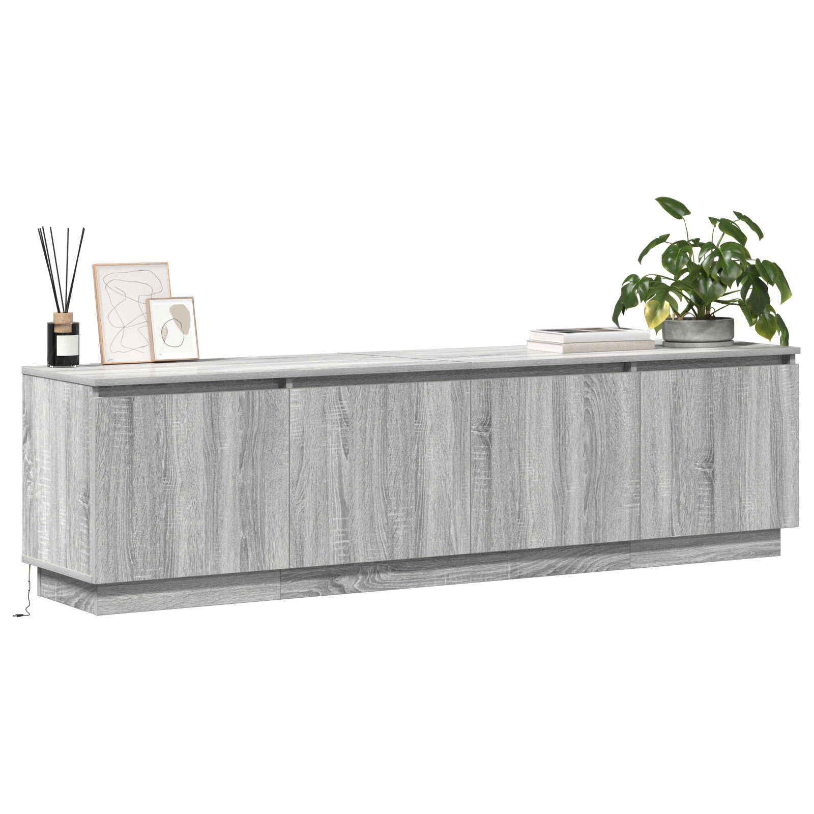 Thumbnail - vidaXL TV Schrank mit LED Grau Sonoma 180x38x49 cm Holzwerkstoff
