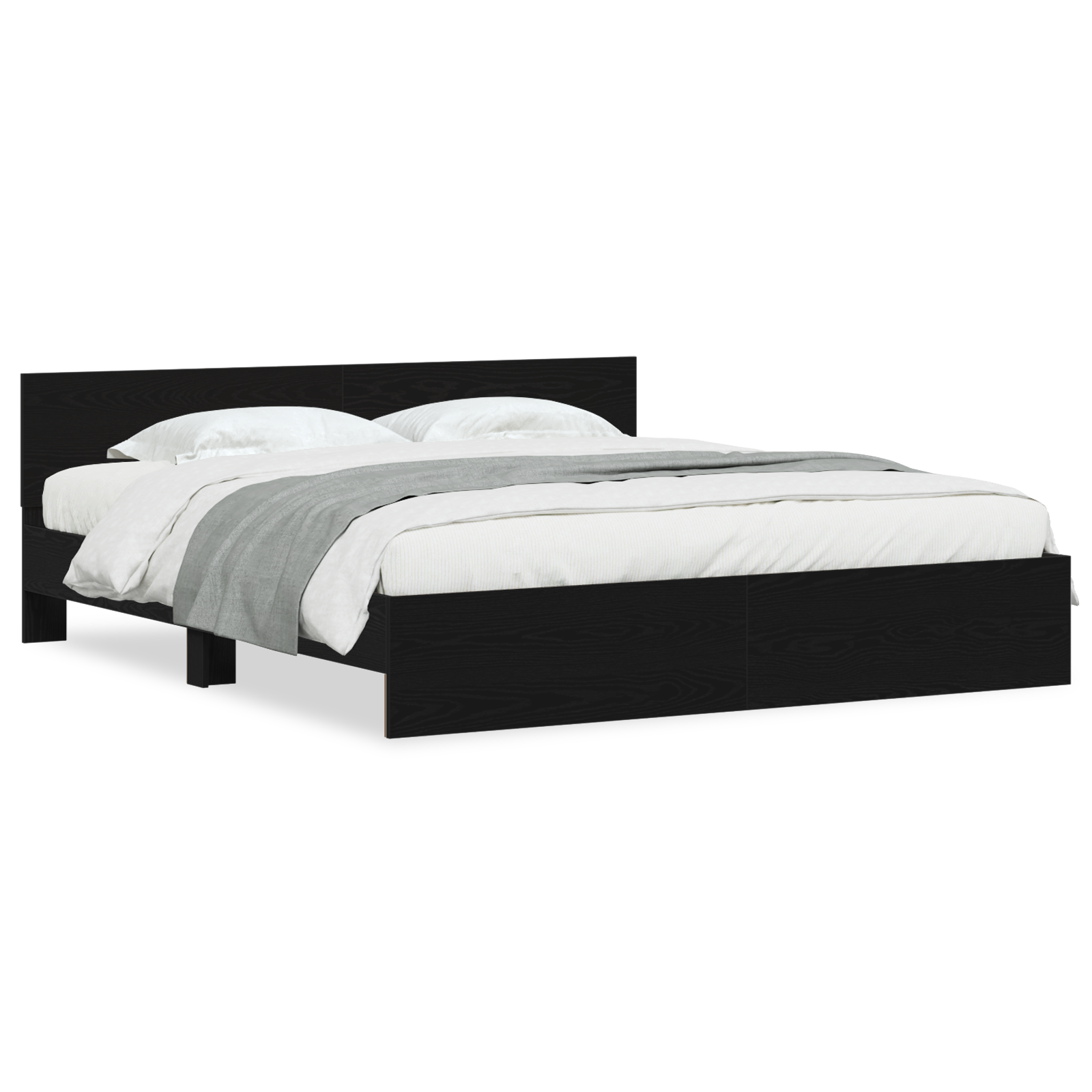 lovos rėmas su galvūgaliu Juodas ąžuolas 180x200 cm inžinerija medžio - Image 4