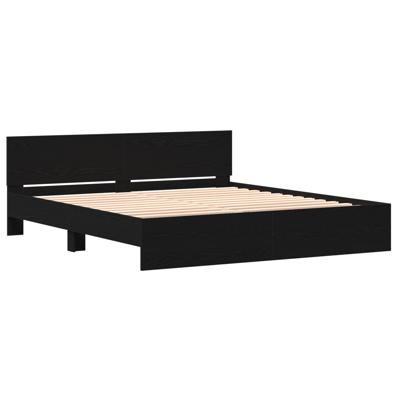 lovos rėmas su galvūgaliu Juodas ąžuolas 180x200 cm inžinerija medžio - Image 3