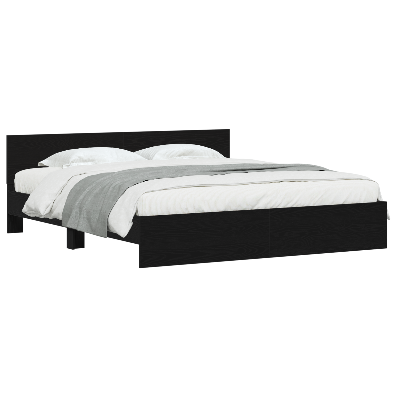 lovos rėmas su galvūgaliu Juodas ąžuolas 180x200 cm inžinerija medžio - Image 2