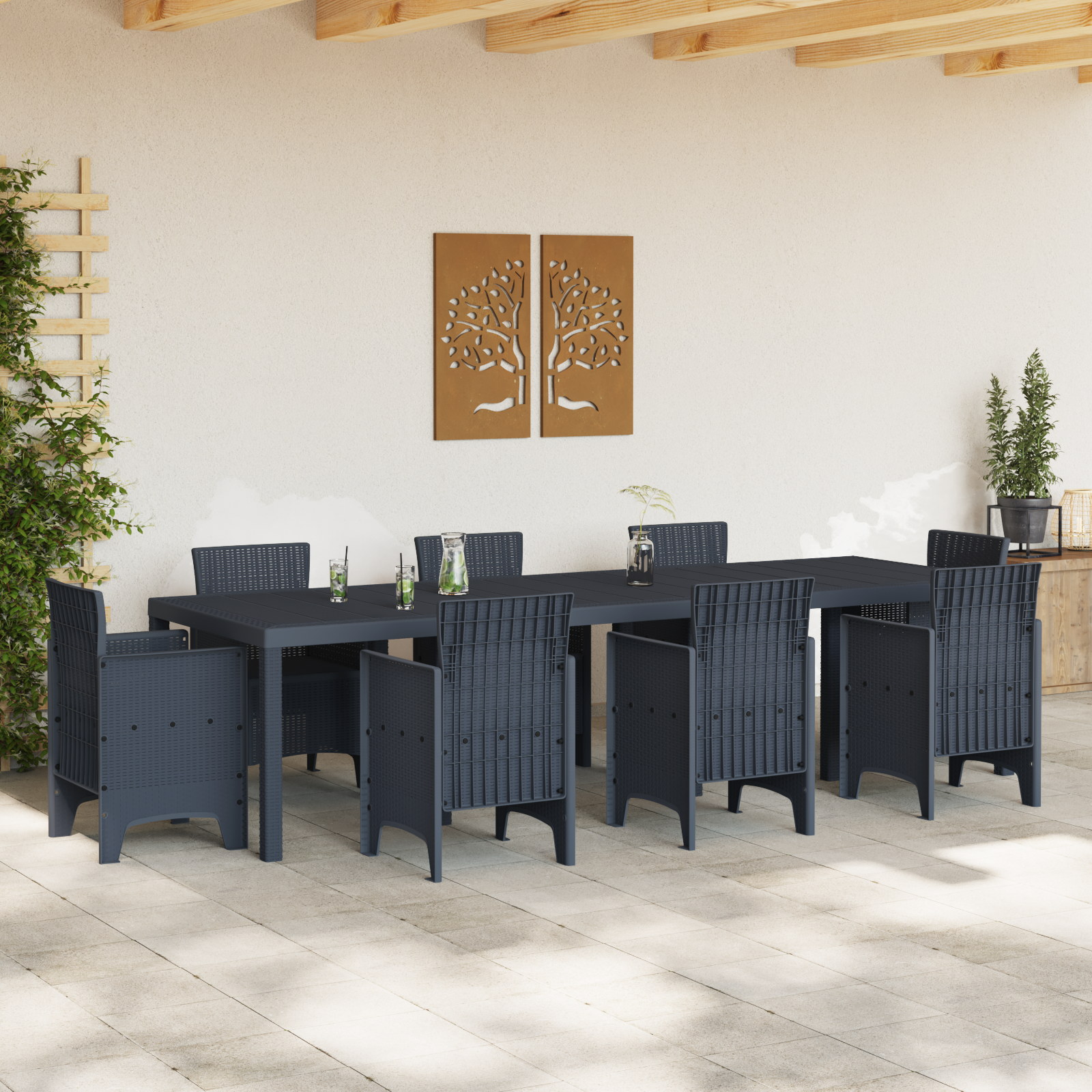 Garden Table Anthracite 300x100x73 cm Poly Rattan - Image 3