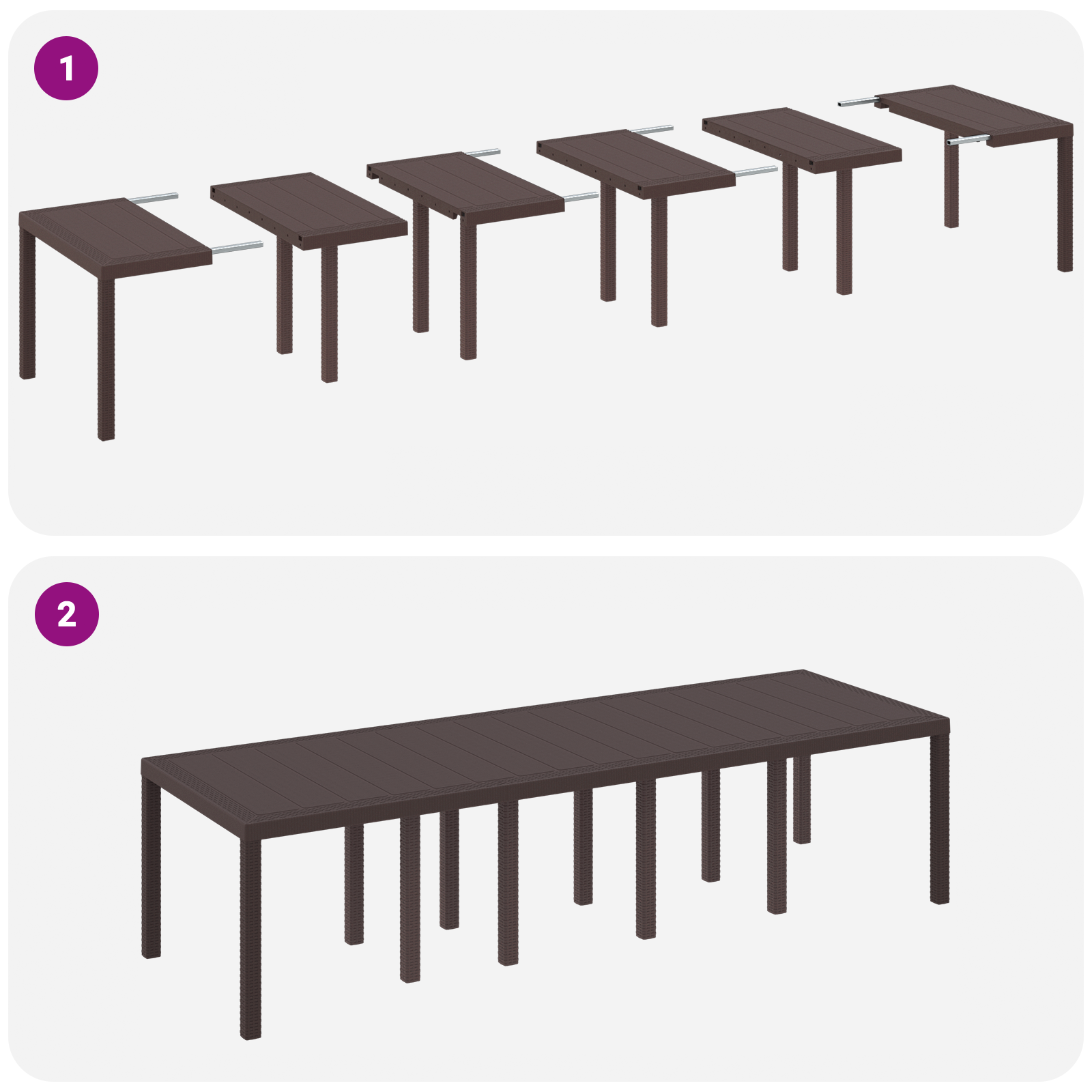 Garden Table Brown 300x100x73 cm Poly Rattan - Image 10