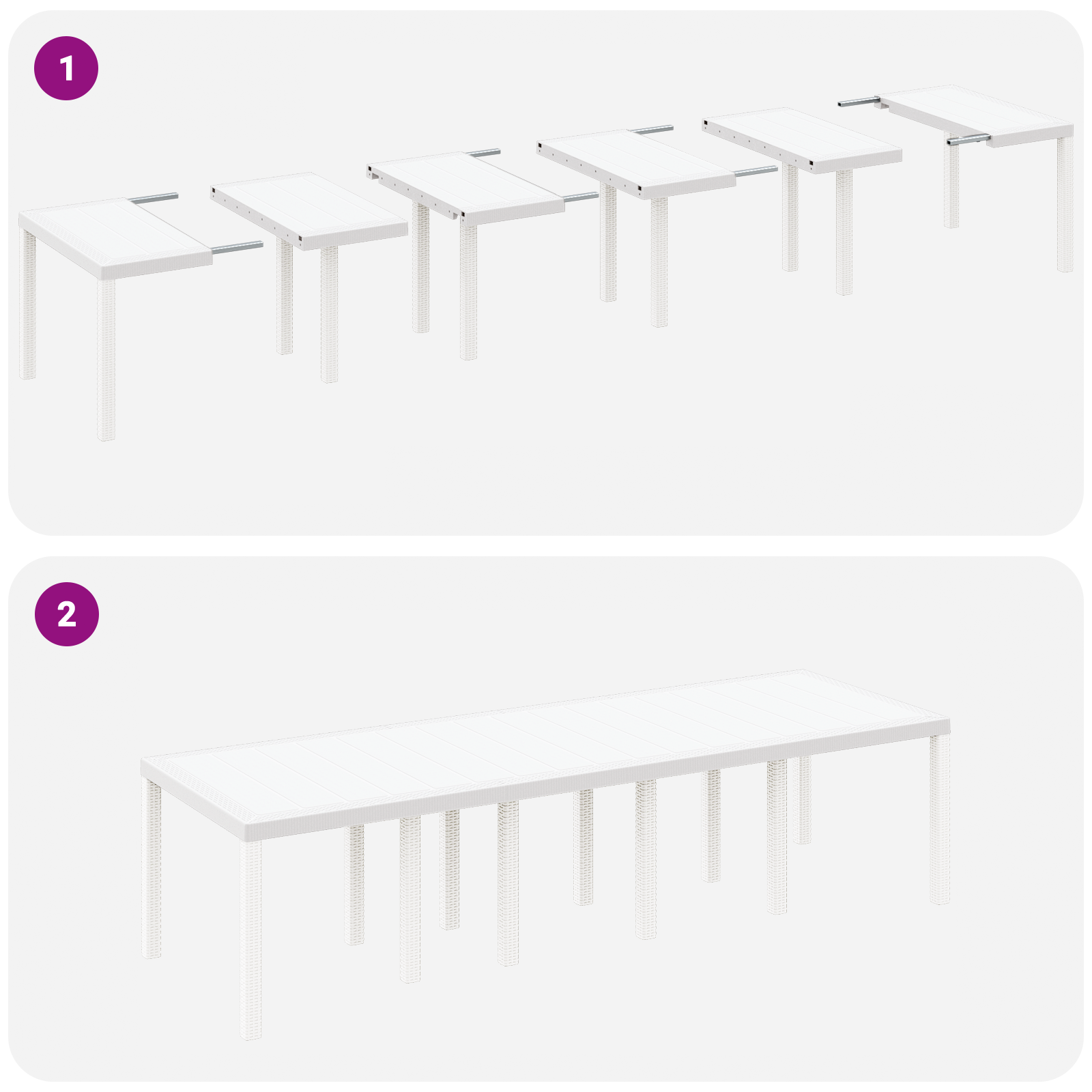 Garden Table White 300x100x73 cm Poly Rattan - Image 10