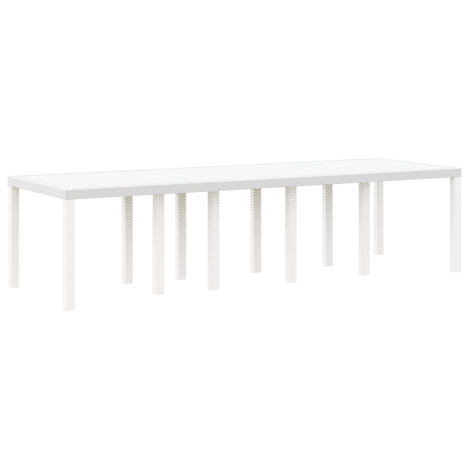 Garden Table White 300x100x73 cm Poly Rattan - Image 2