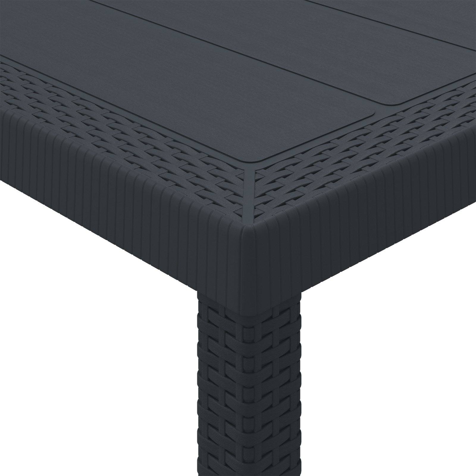 Kiemo stalas antracito 350x100x73 cm poli ratanas - Image 8