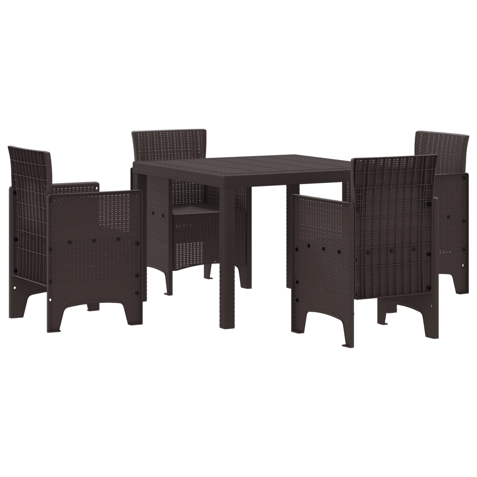 5 Piece Garden Dining Set Brown Poly Rattan - Image 2