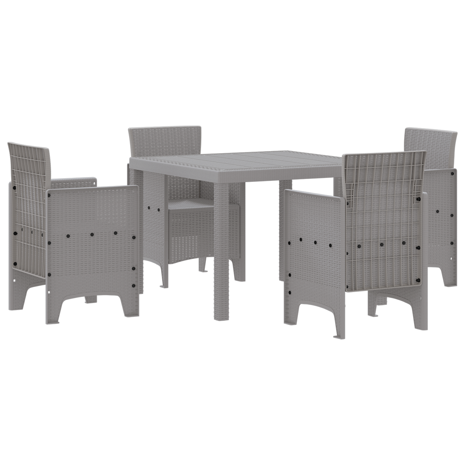 5 Piece Garden Dining Set Light Grey Poly Rattan - Image 2