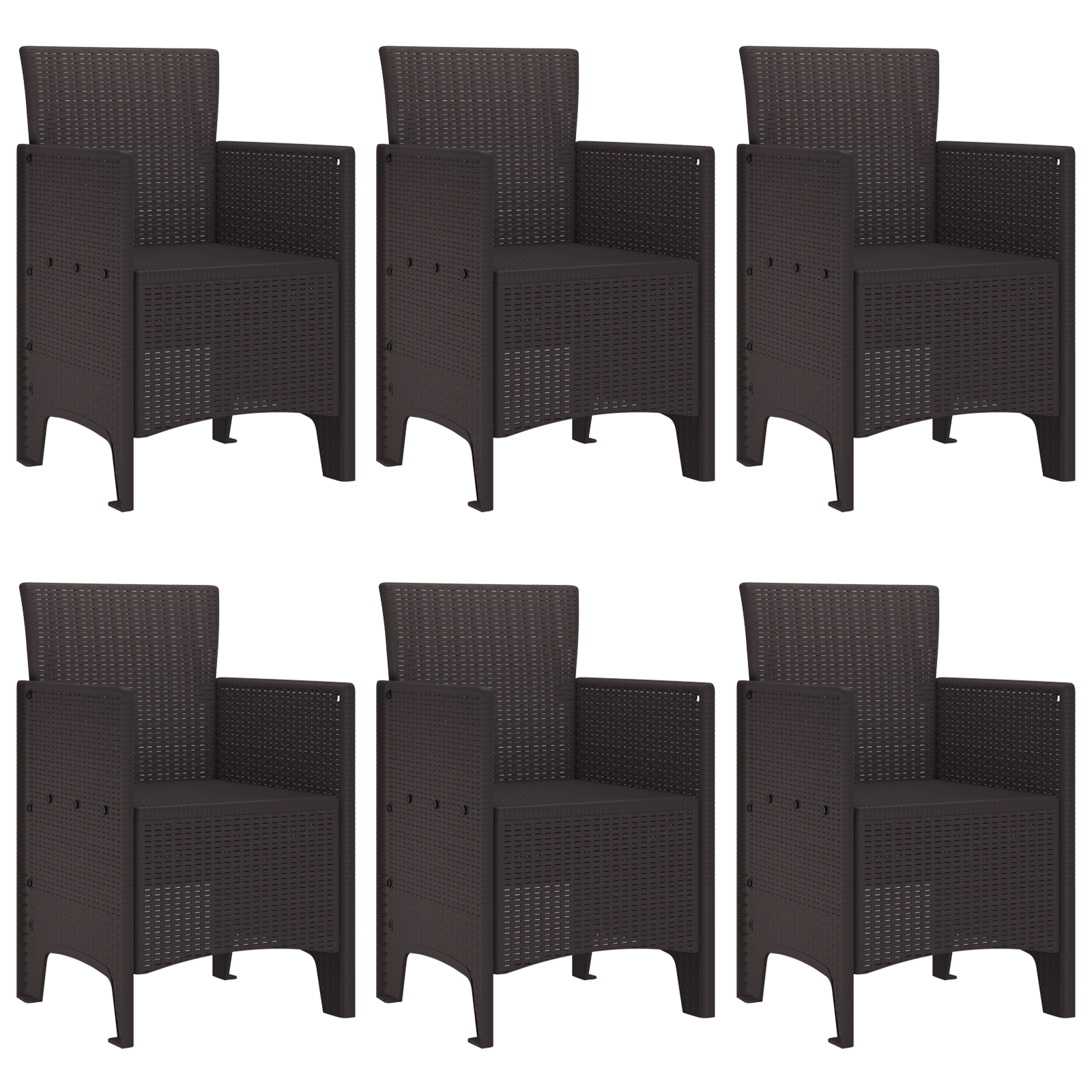 7 Piece Garden Dining Set Brown Poly Rattan - Image 4